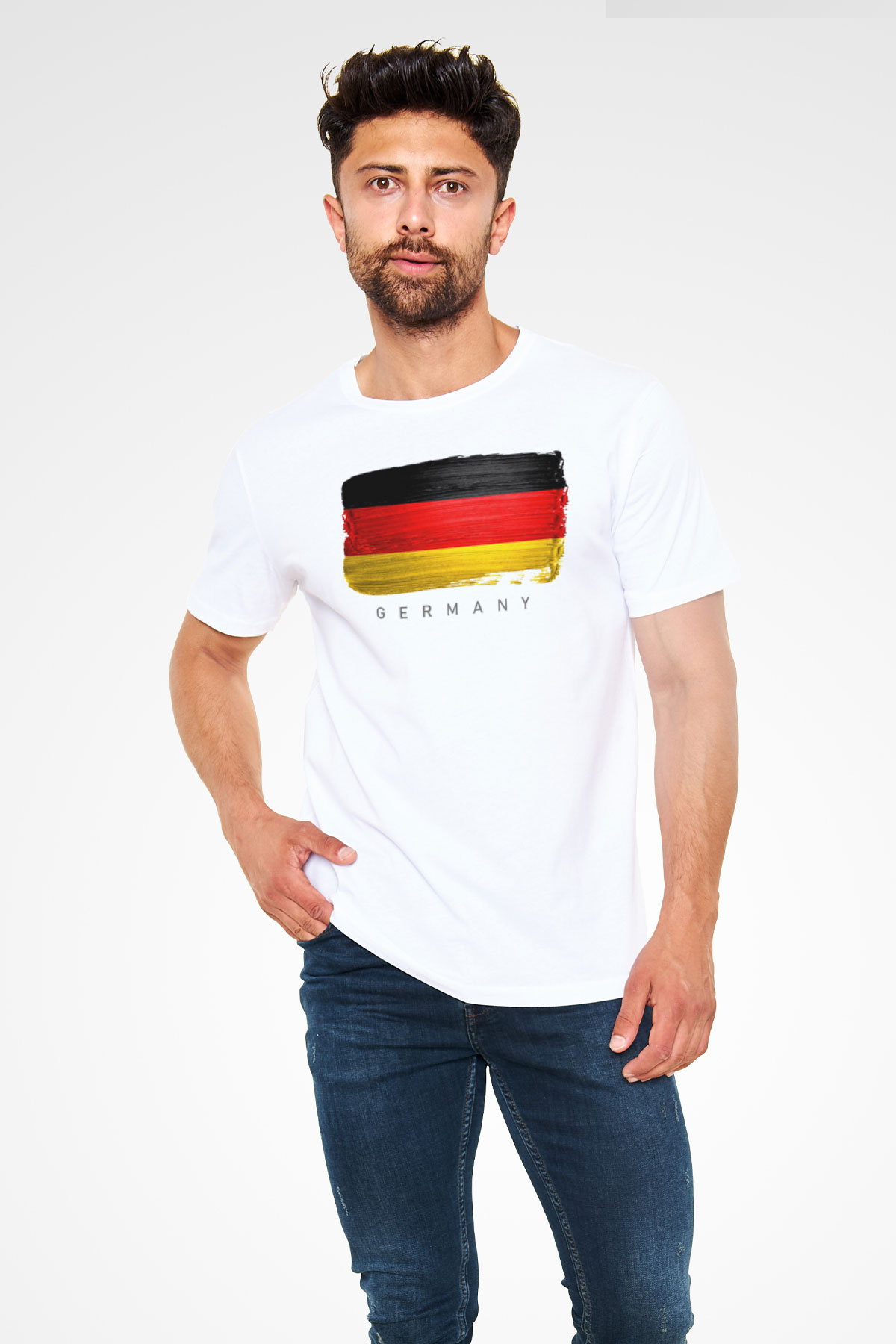 Almanya Beyaz Unisex Tişört T-Shirt - TişörtFabrikası