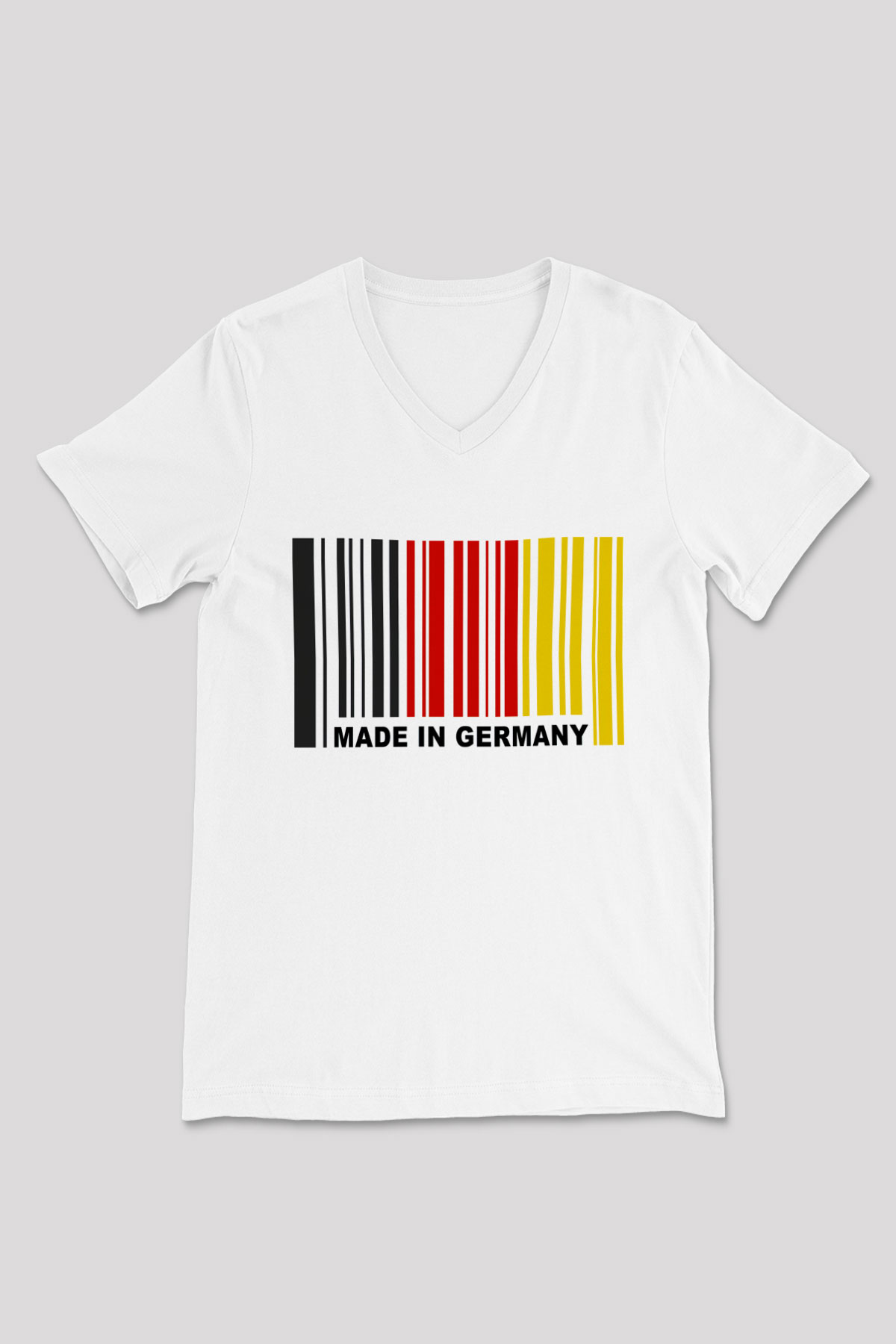 Almanya Beyaz Unisex V Yaka Tişört T-Shirt