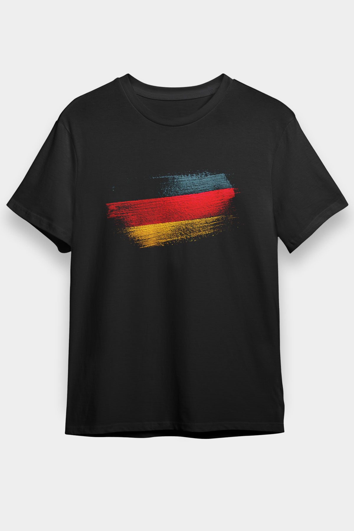 Almanya - Germany Bayrağı Baskılı Unisex Siyah Tişört