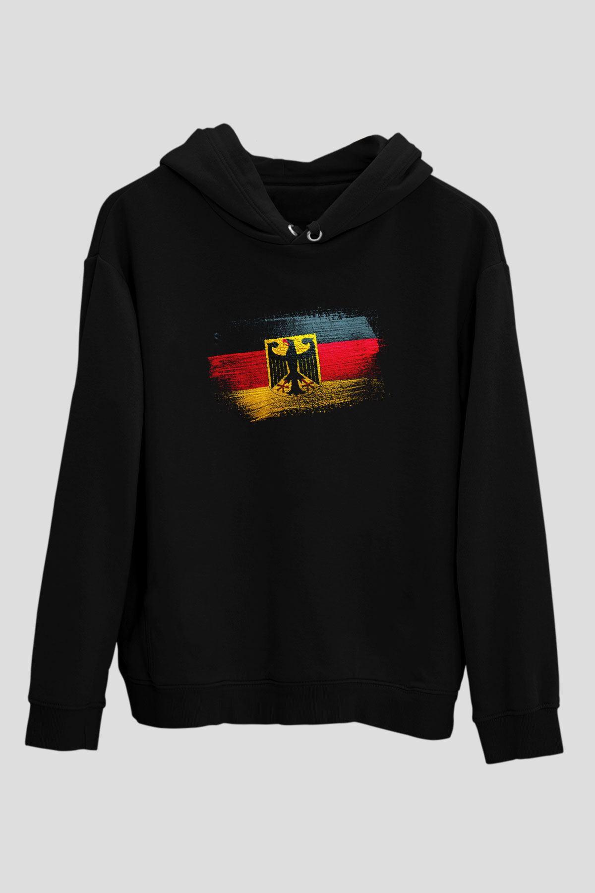 Almanya - Germany Bayrağı Baskılı Unisex Siyah Hoodie