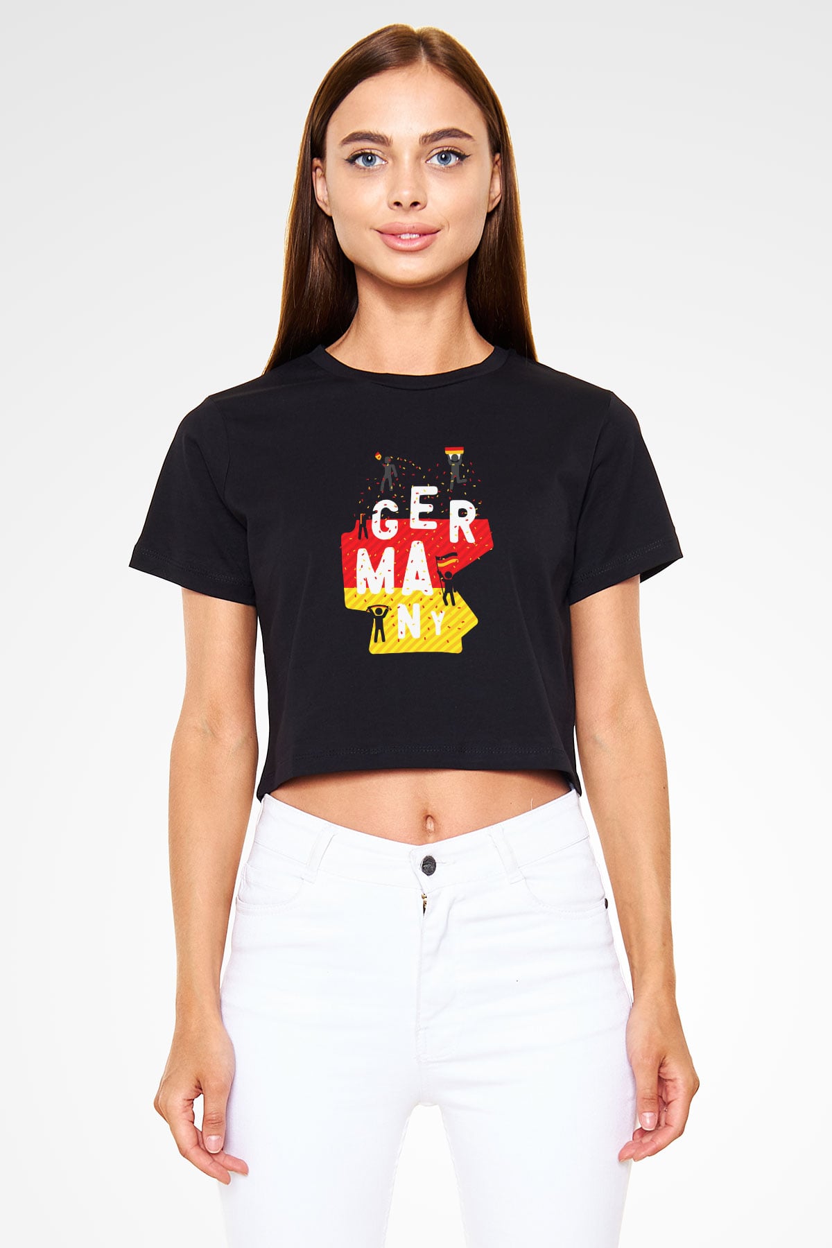 Almanya Siyah Crop Top Tişört