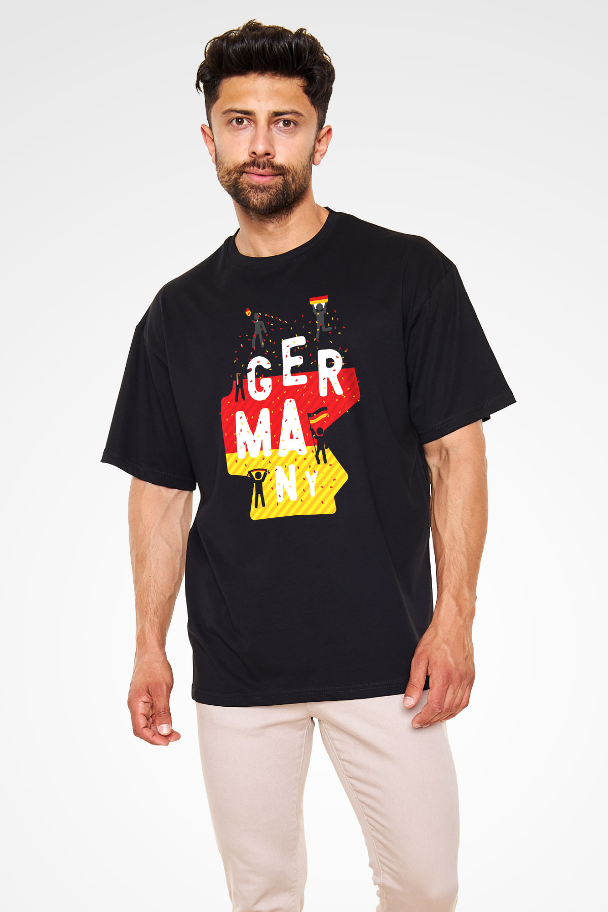 Almanya Siyah Unisex Oversize Tişört T-Shirt