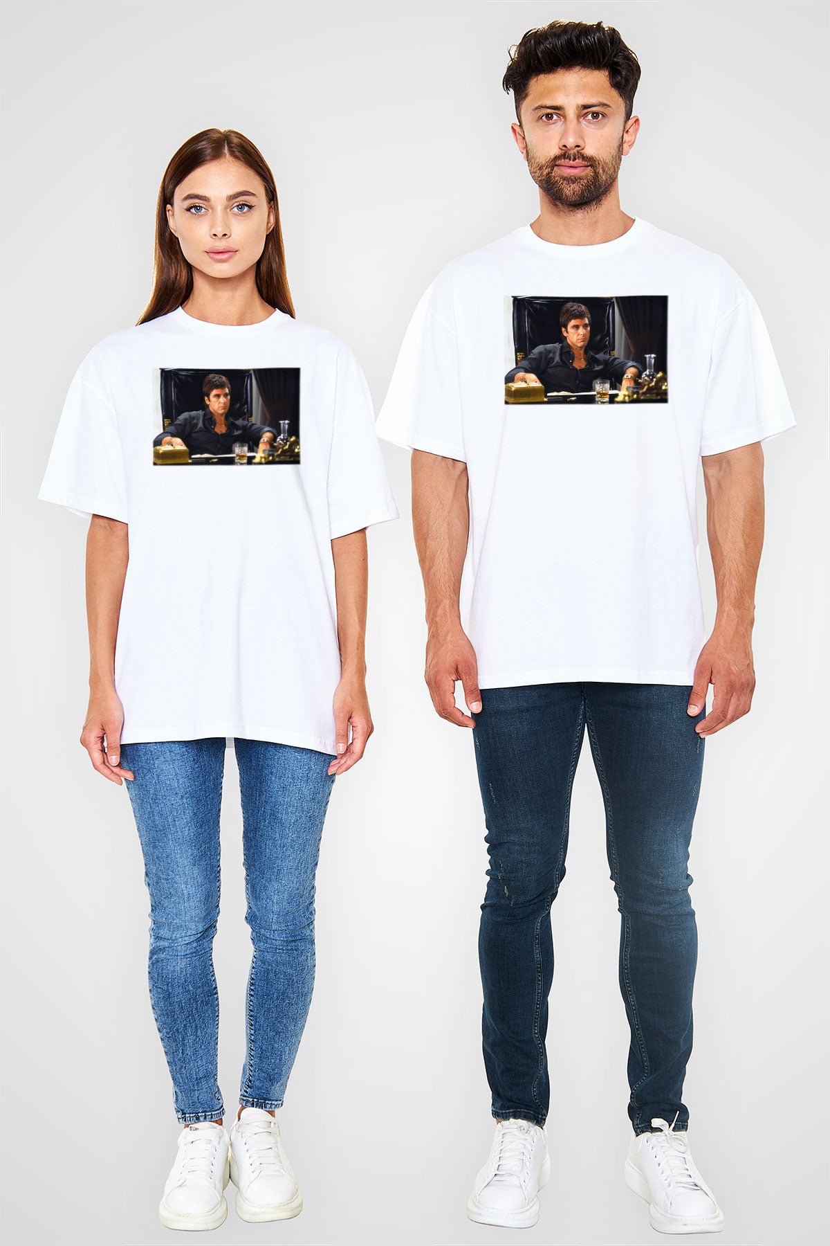 Alpacino Beyaz Unisex Oversize Tişört T-Shirt
