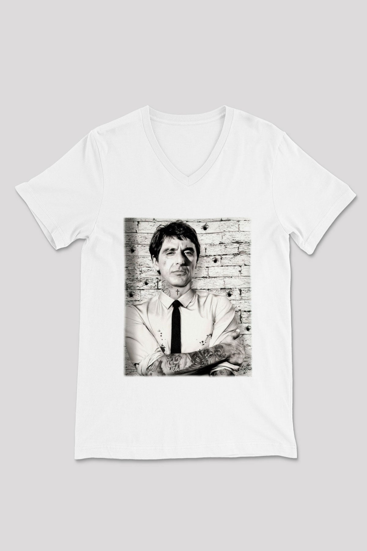 Alpacino Beyaz Unisex V Yaka Tişört T-Shirt