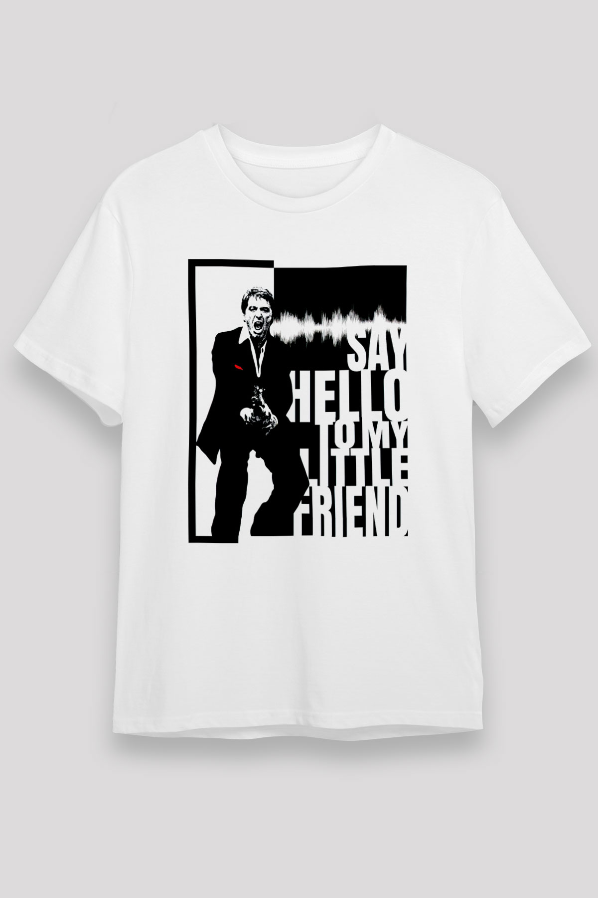 Alpacino Say Hello To My Little Friend Beyaz Unisex Tişört T-Shirt - TişörtFabrikası
