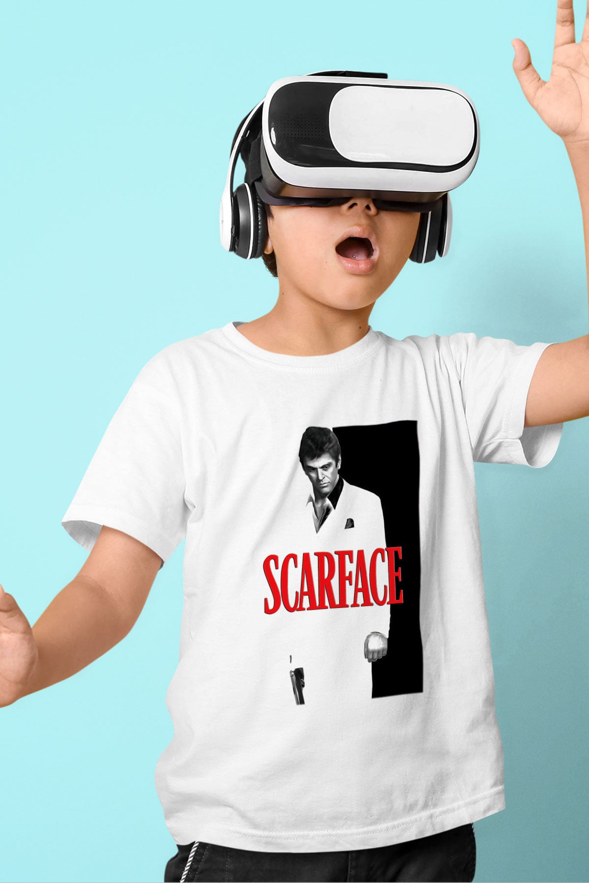Alpacino Scarface Baskılı Beyaz Unisex Çocuk Tişört