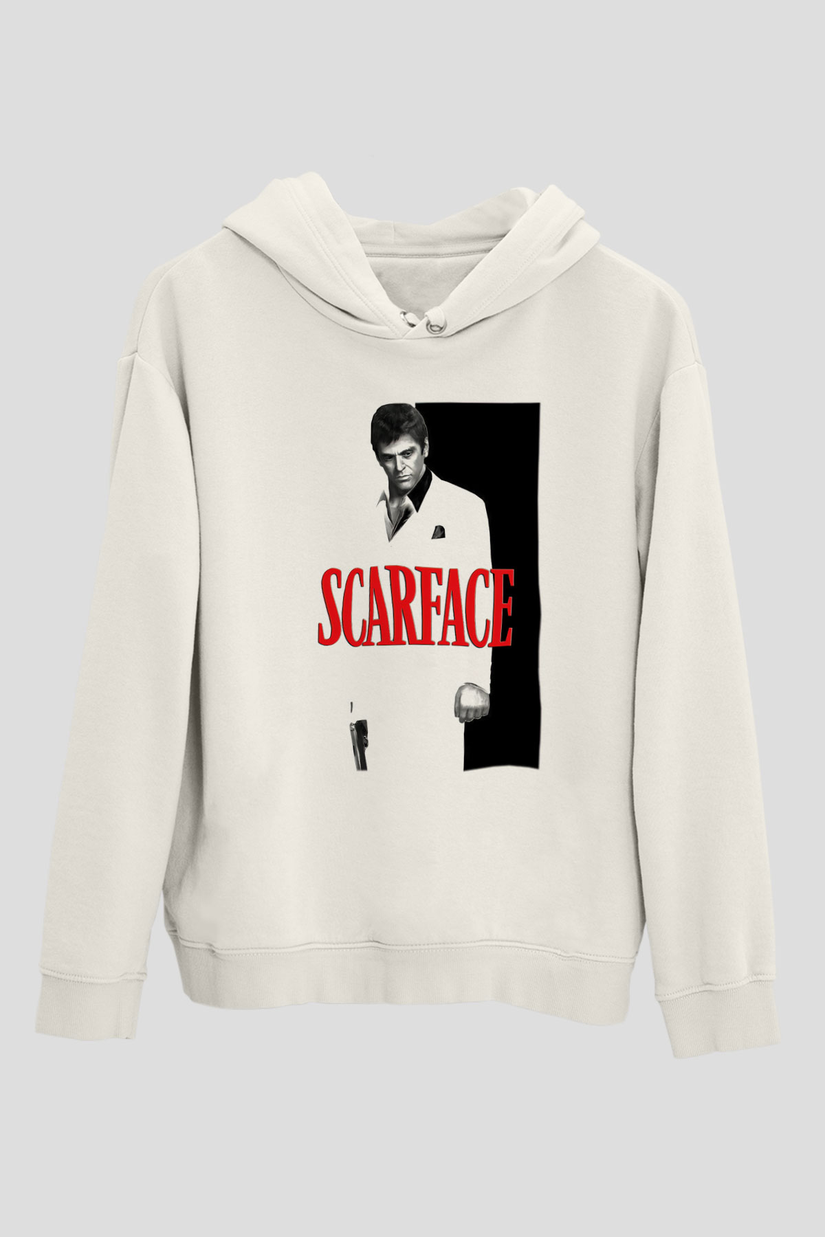 Alpacino Scarface Beyaz Unisex Kapşonlu Sweatshirt