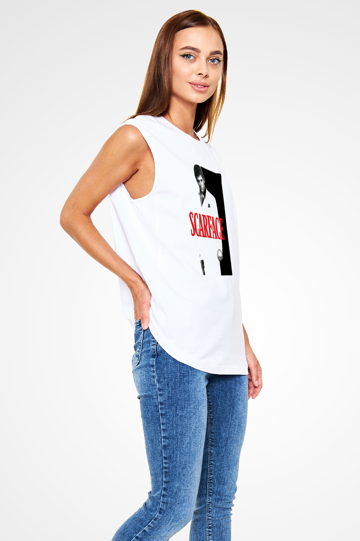 Alpacino Scarface Beyaz Unisex Kolsuz Tişört