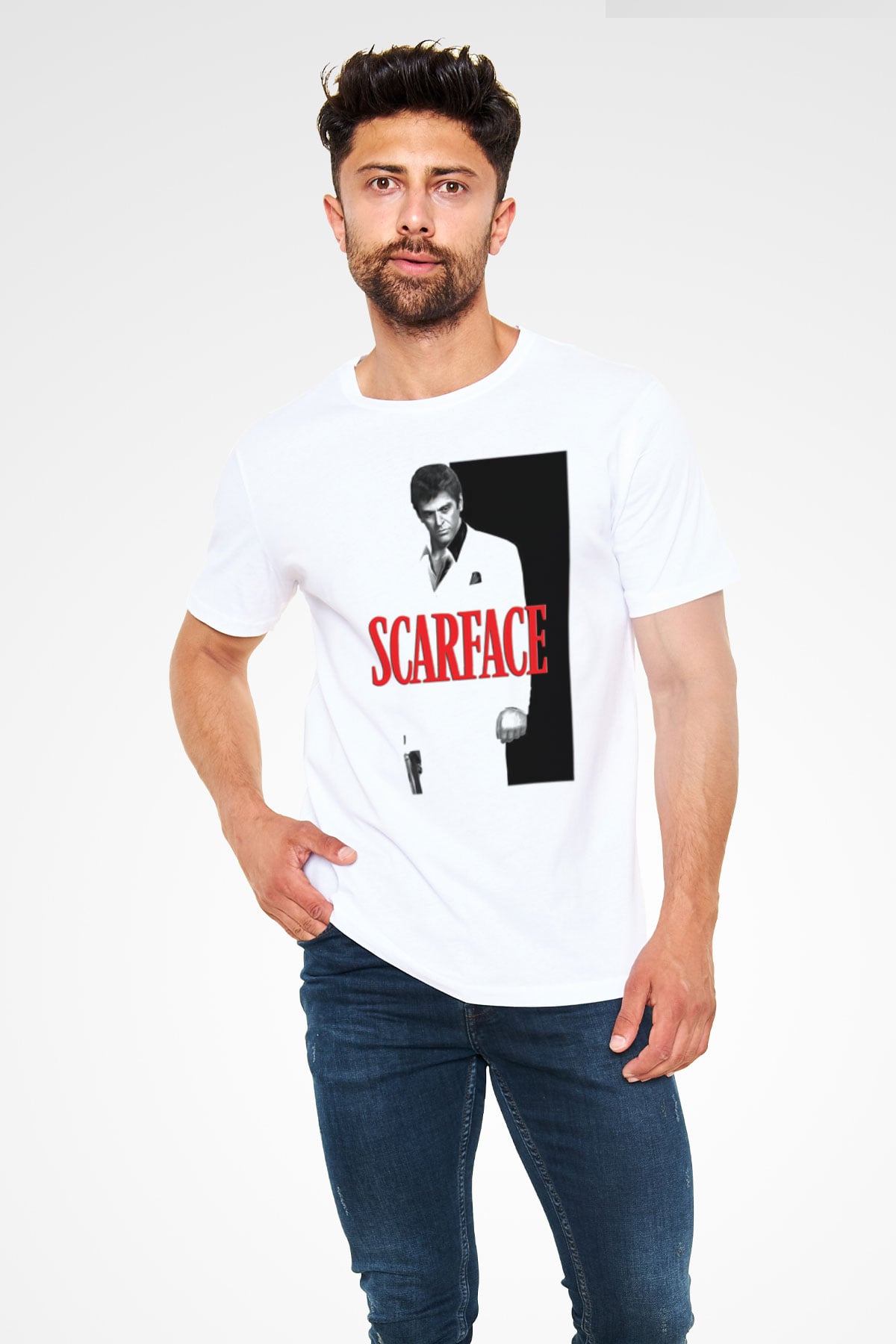 Alpacino Scarface Beyaz Unisex Tişört T-Shirt - TişörtFabrikası