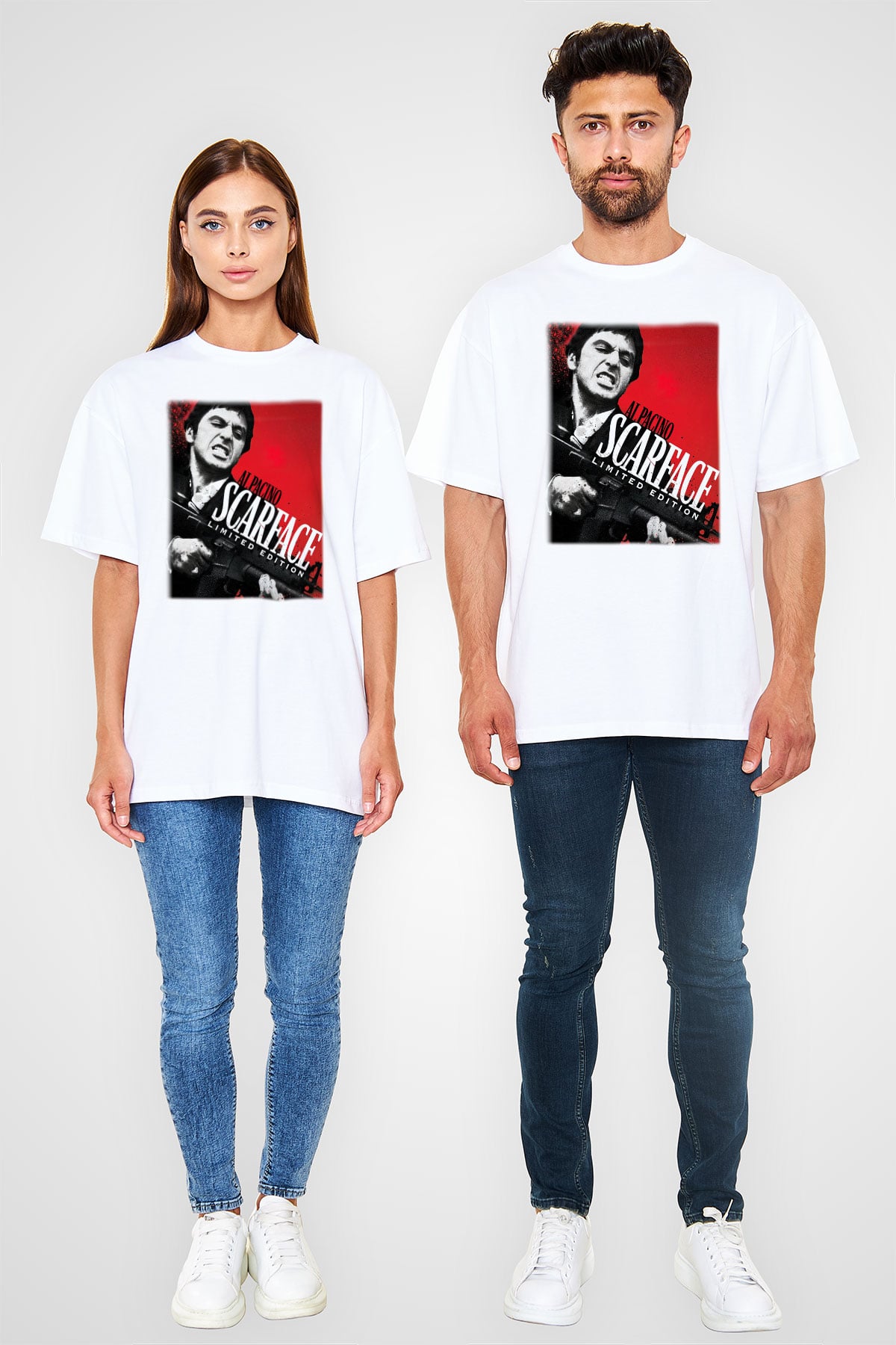 Alpacino Scarface Limited Edition Beyaz Unisex Oversize Tişört T-Shirt