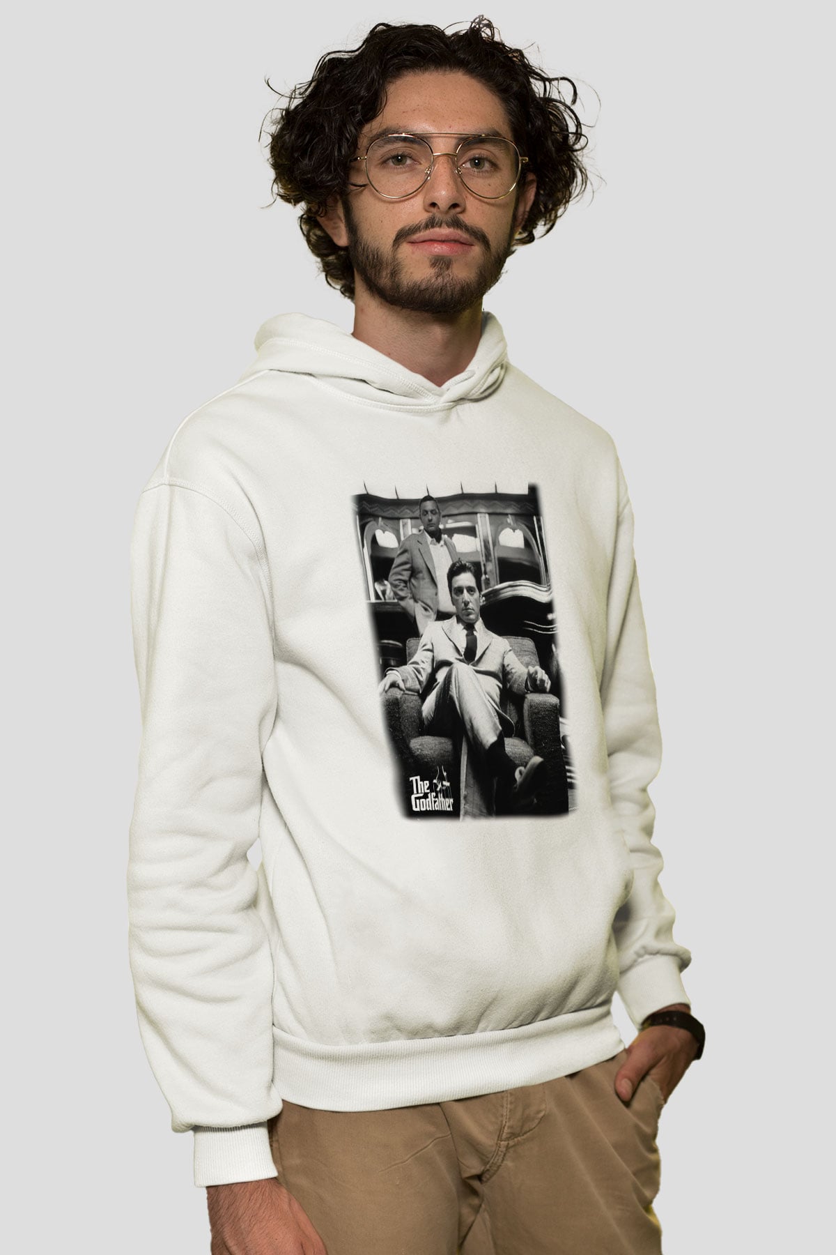 Alpacino The Godfather Beyaz Unisex Kapşonlu Sweatshirt