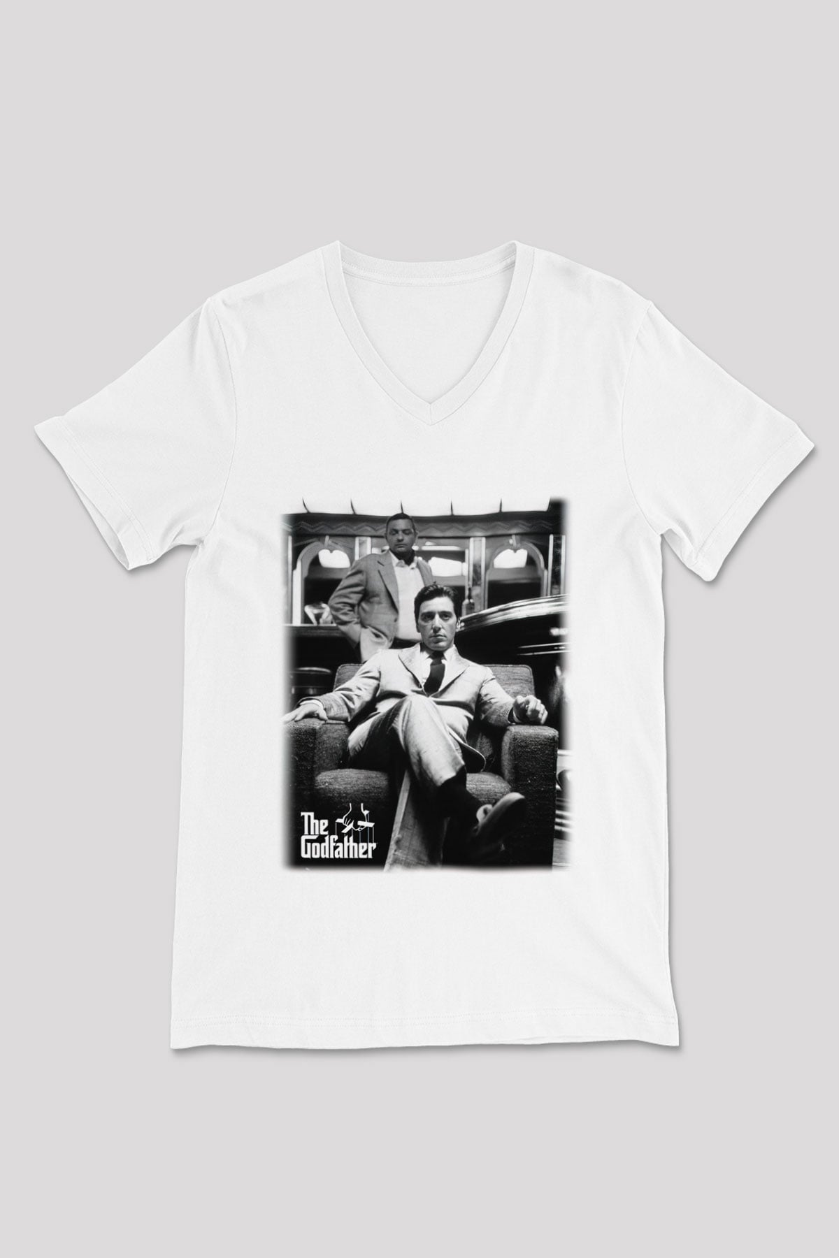 Alpacino The Godfather Beyaz Unisex V Yaka Tişört T-Shirt