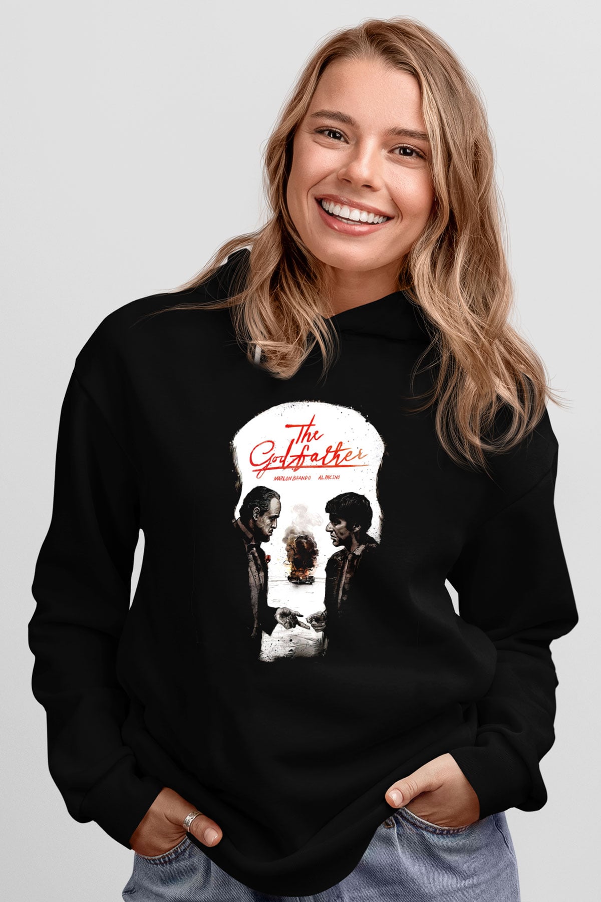 Alpacino The Godfather Siyah Unisex Hoodie