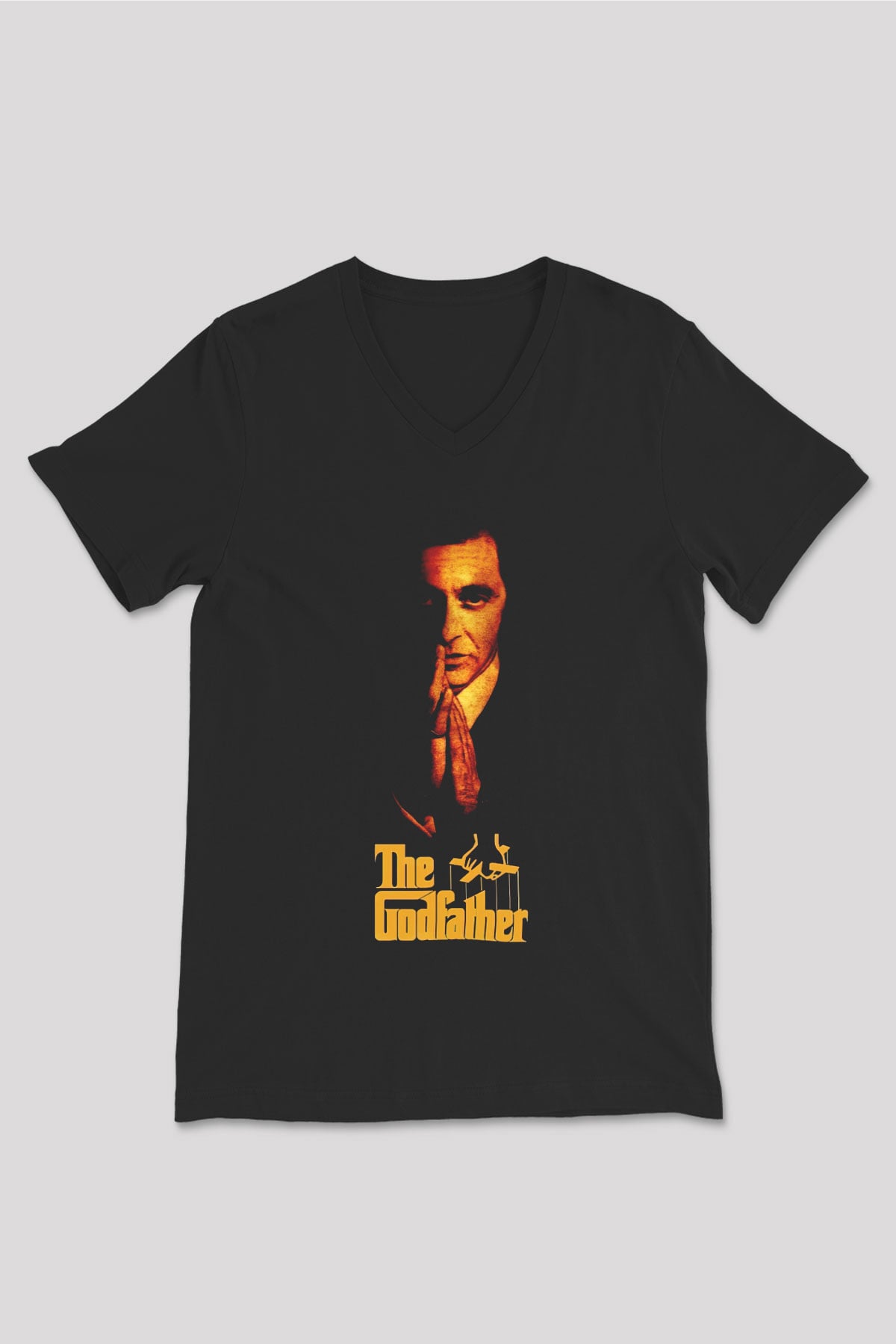 Alpacino The Godfather Siyah Unisex V Yaka Tişört T-Shirt