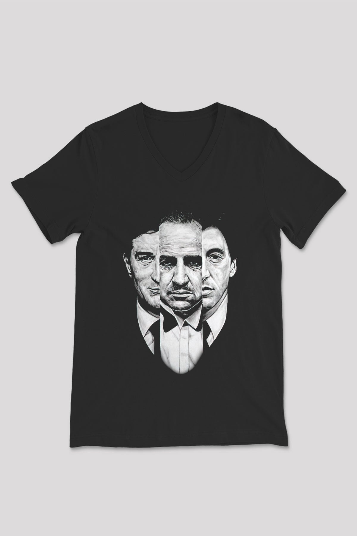 Alpacino The Godfather Siyah Unisex V Yaka Tişört T-Shirt