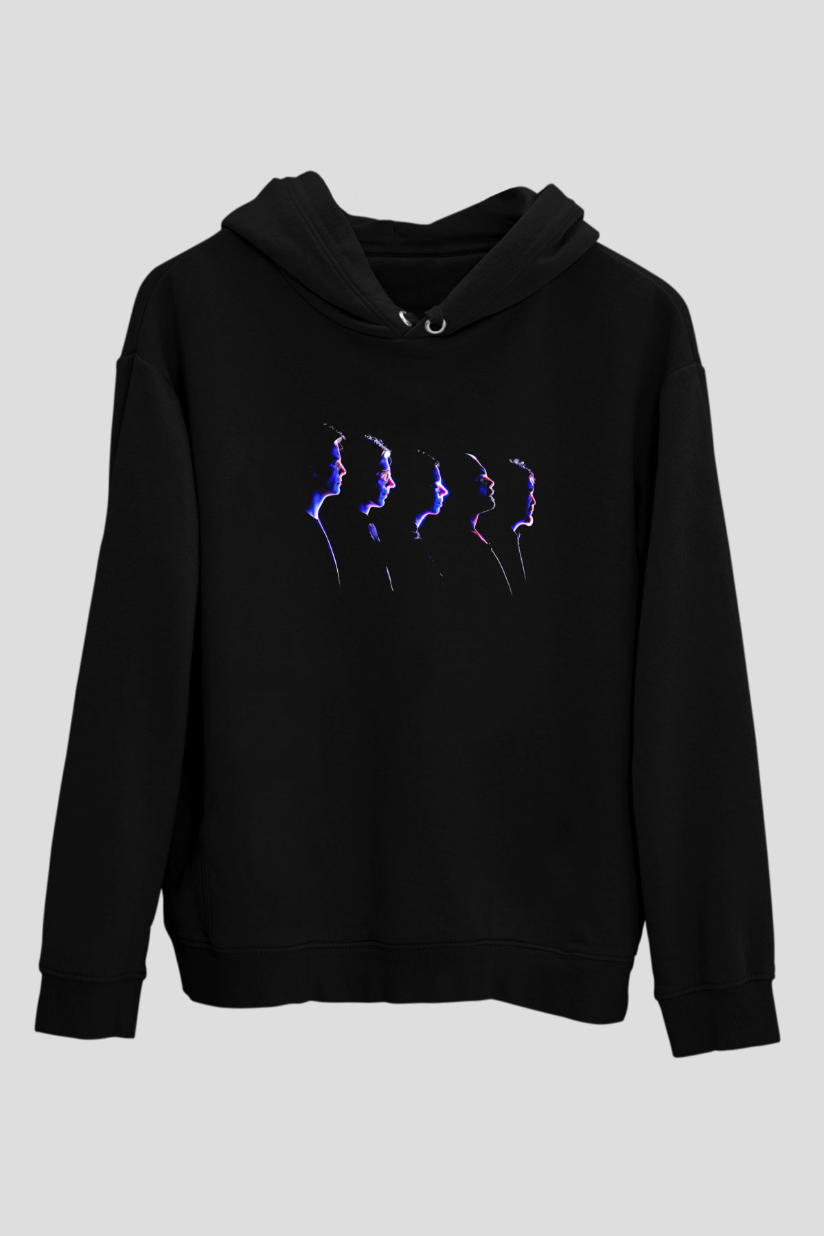 Alphaville Baskılı Unisex Siyah Kapüşonlu Sweatshirt