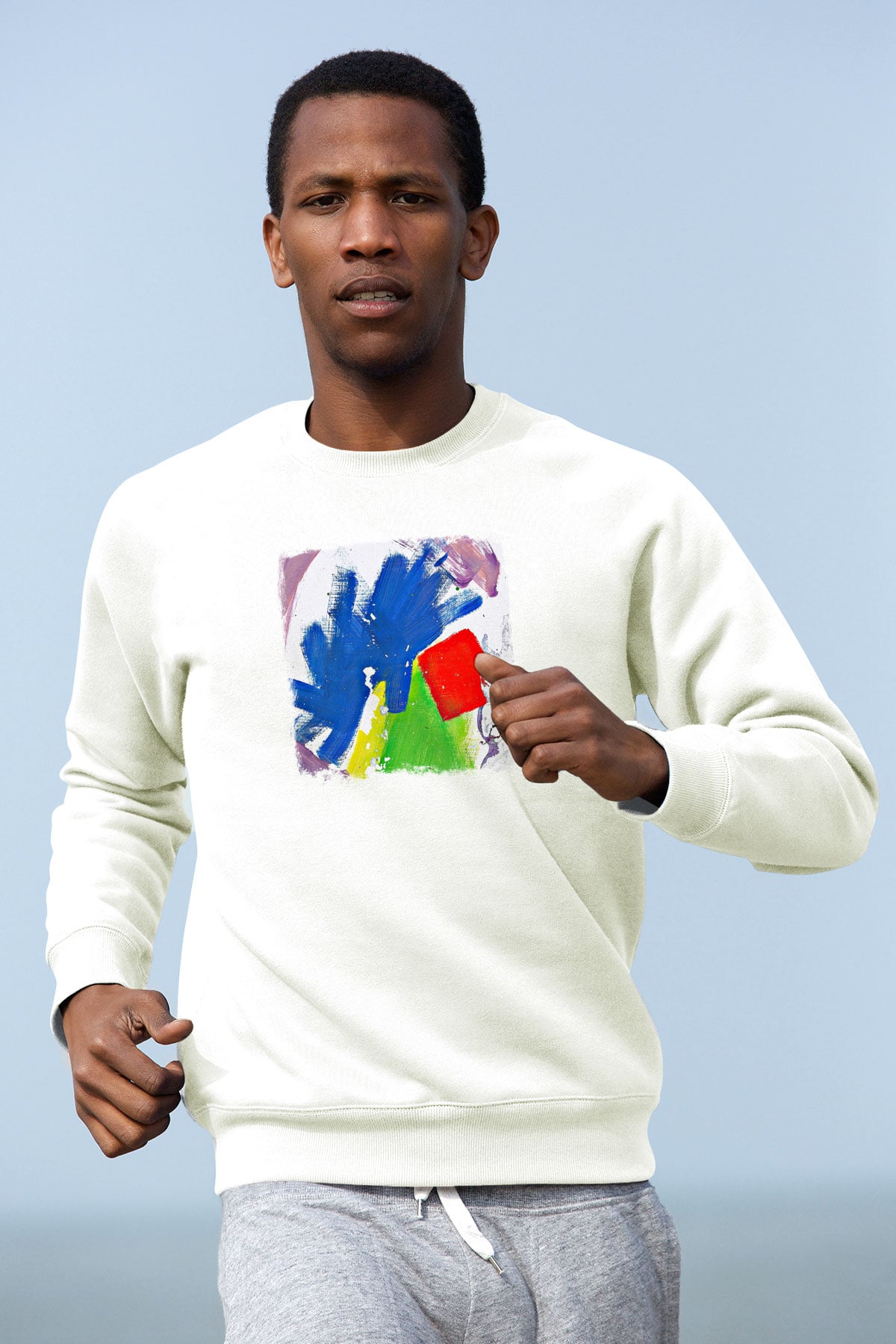 Alt-J Baskılı Unisex Beyaz Sweatshirt