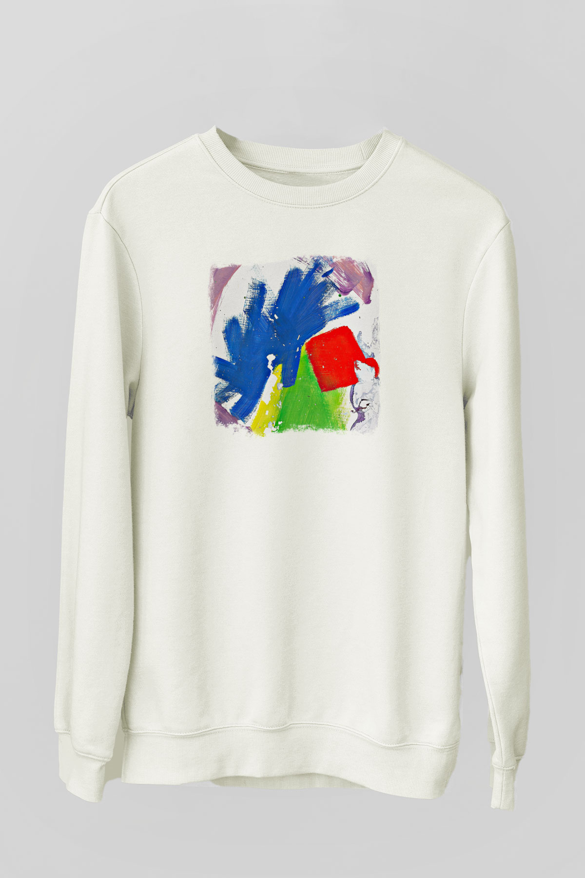 Alt-J Baskılı Unisex Beyaz Sweatshirt