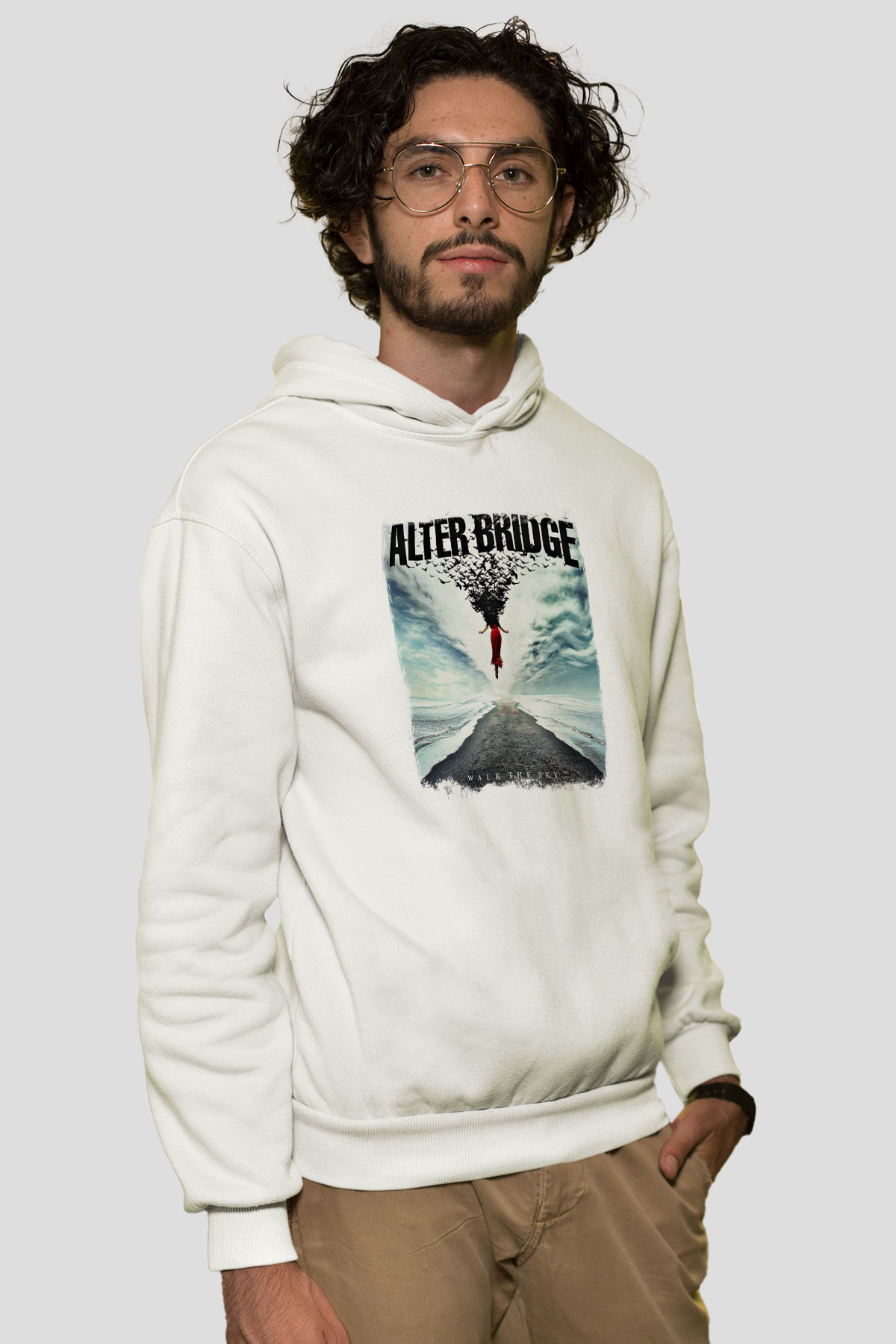 Alter Bridge Baskılı Unisex Beyaz Hoodie