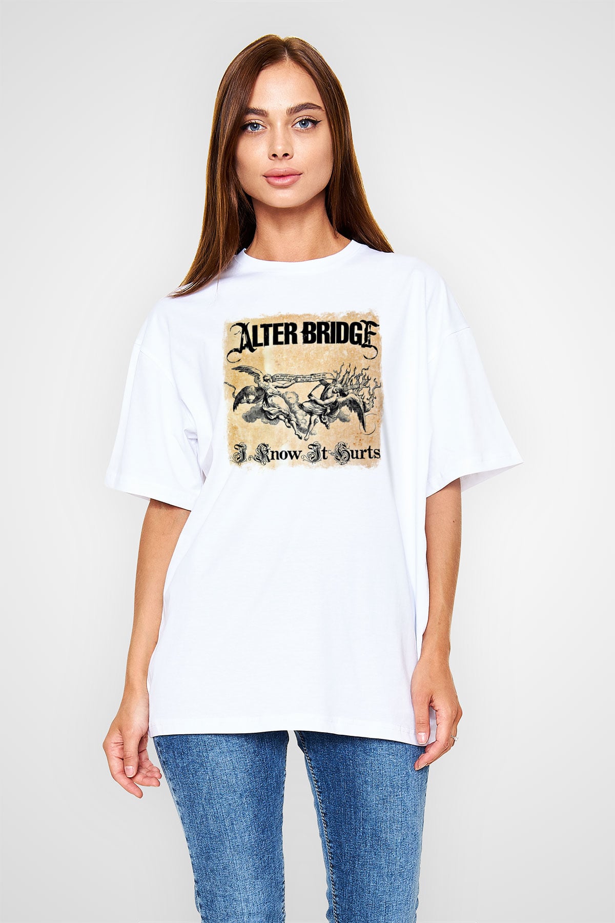 Alter Bridge Baskılı Unisex Beyaz Oversize Tişört