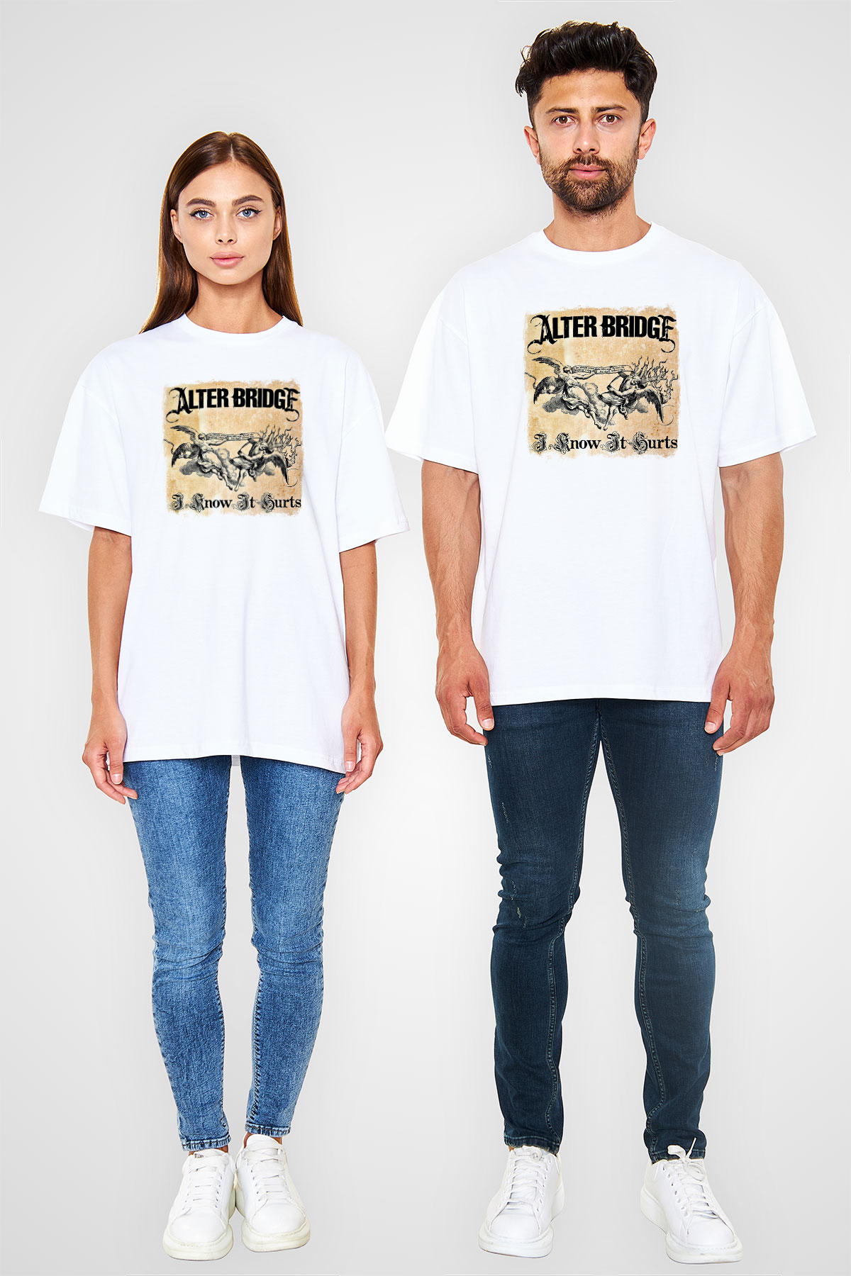 Alter Bridge Baskılı Unisex Beyaz Oversize Tişört