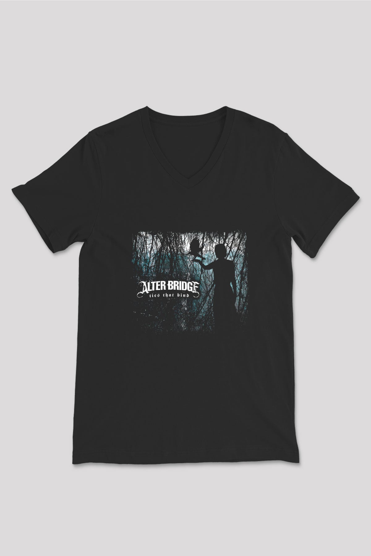 Alter Bridge Baskılı Unisex Siyah V Yaka Tişört