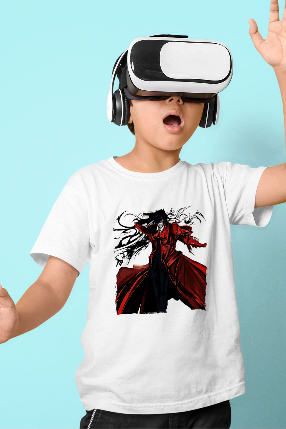 Alucard Baskılı Beyaz Unisex Beyaz Çocuk Tişört - Tshirt
