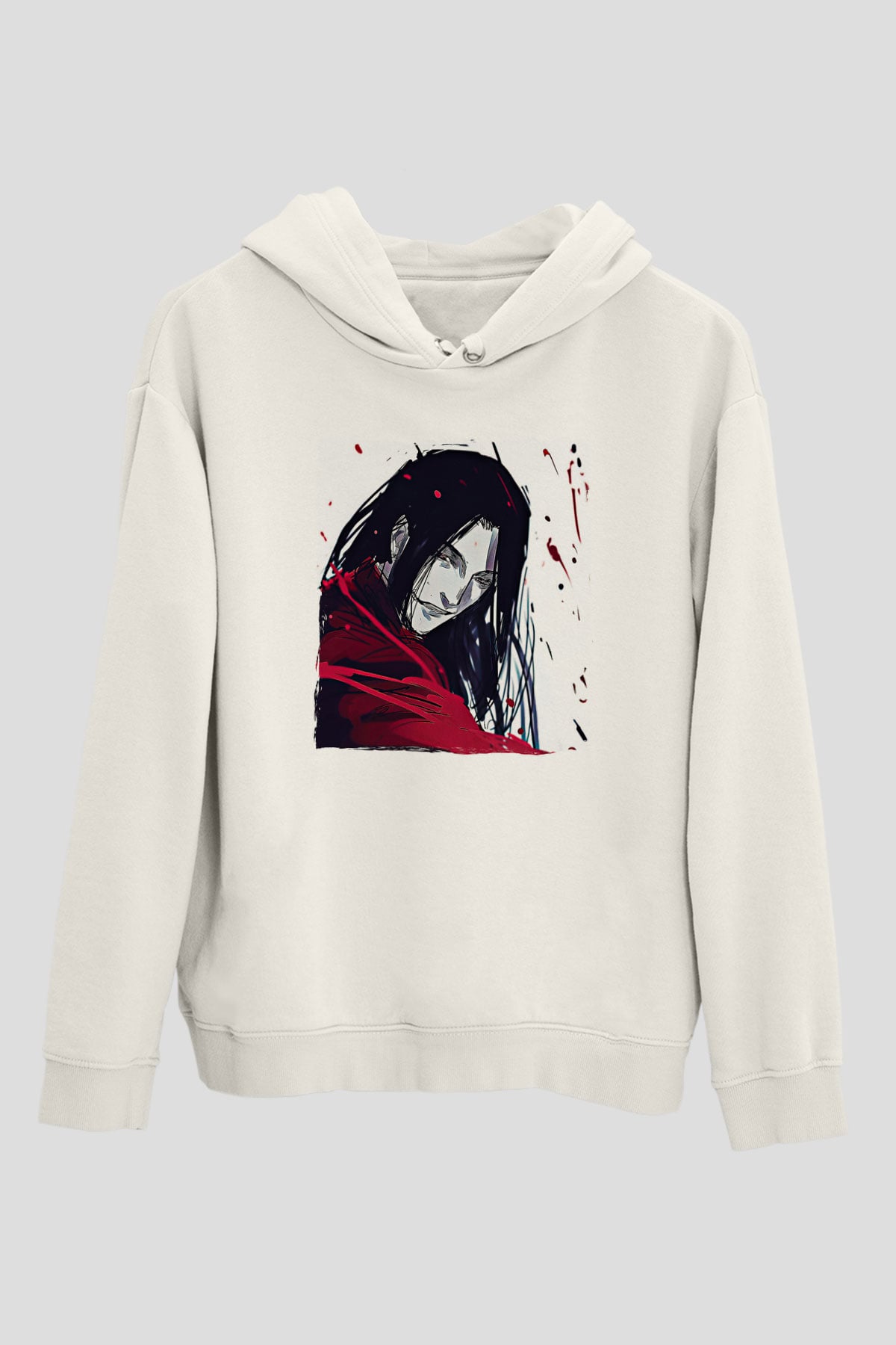 Alucard Baskılı Beyaz Unisex Hoodie
