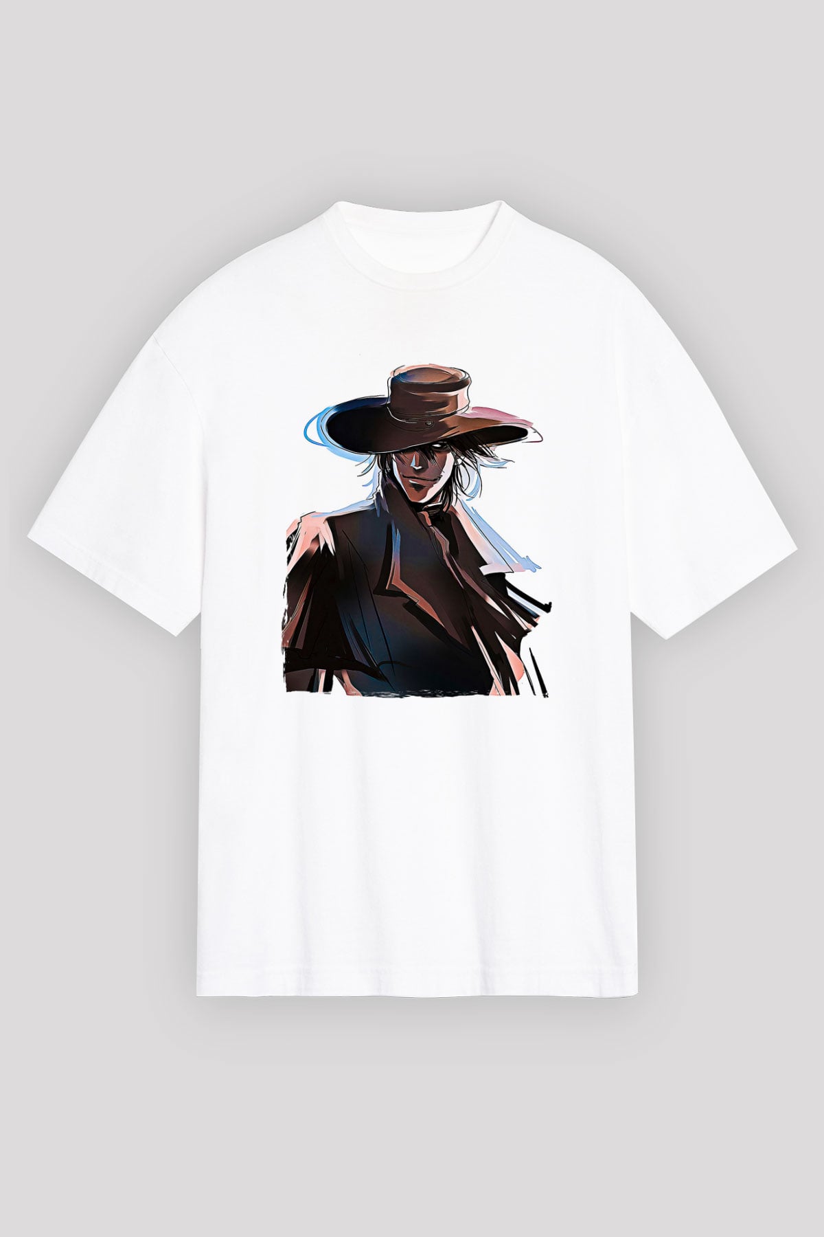 Alucard Baskılı Beyaz Unisex Oversize Tişört - Tshirt