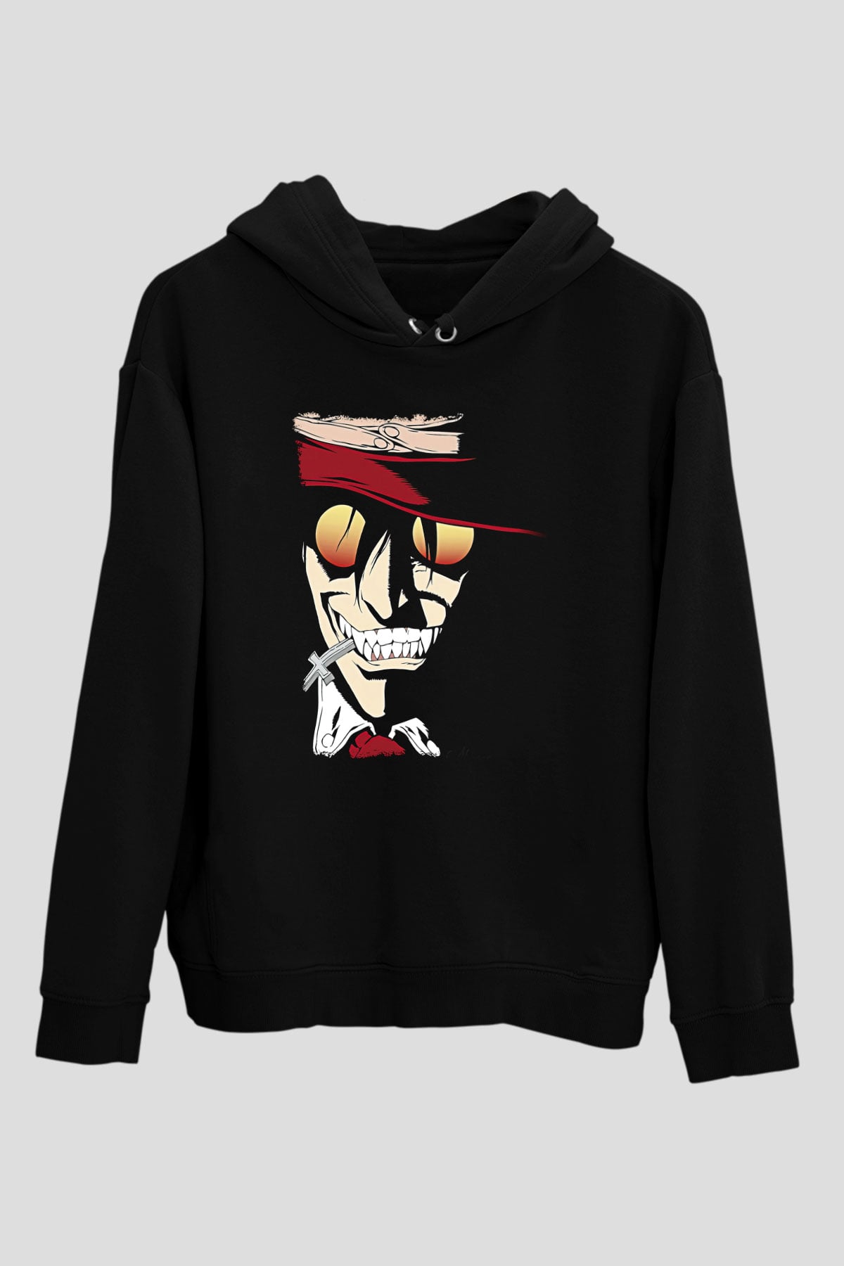 Alucard Baskılı Unisex Siyah Hoodie