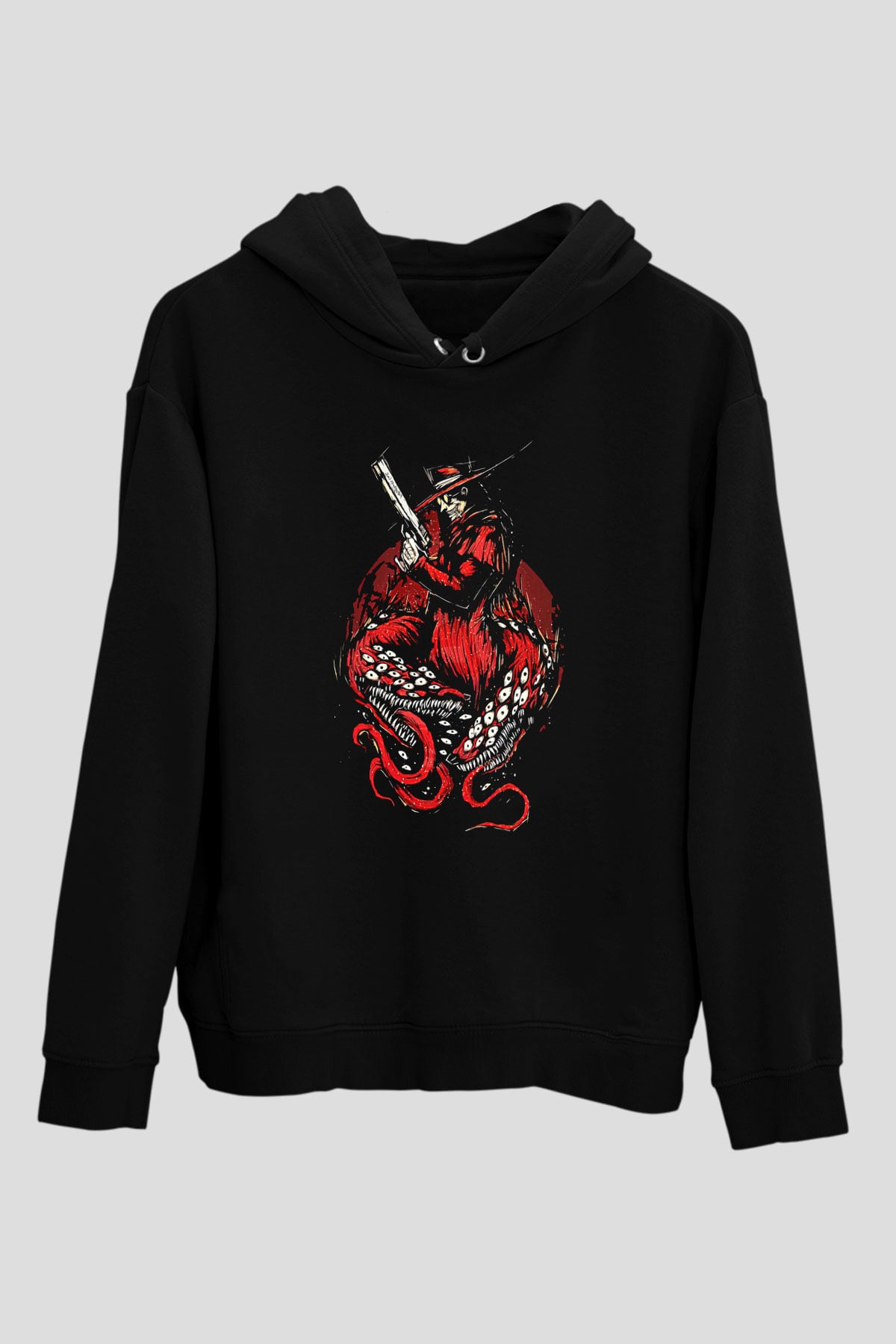 Alucard Baskılı Unisex Siyah Hoodie