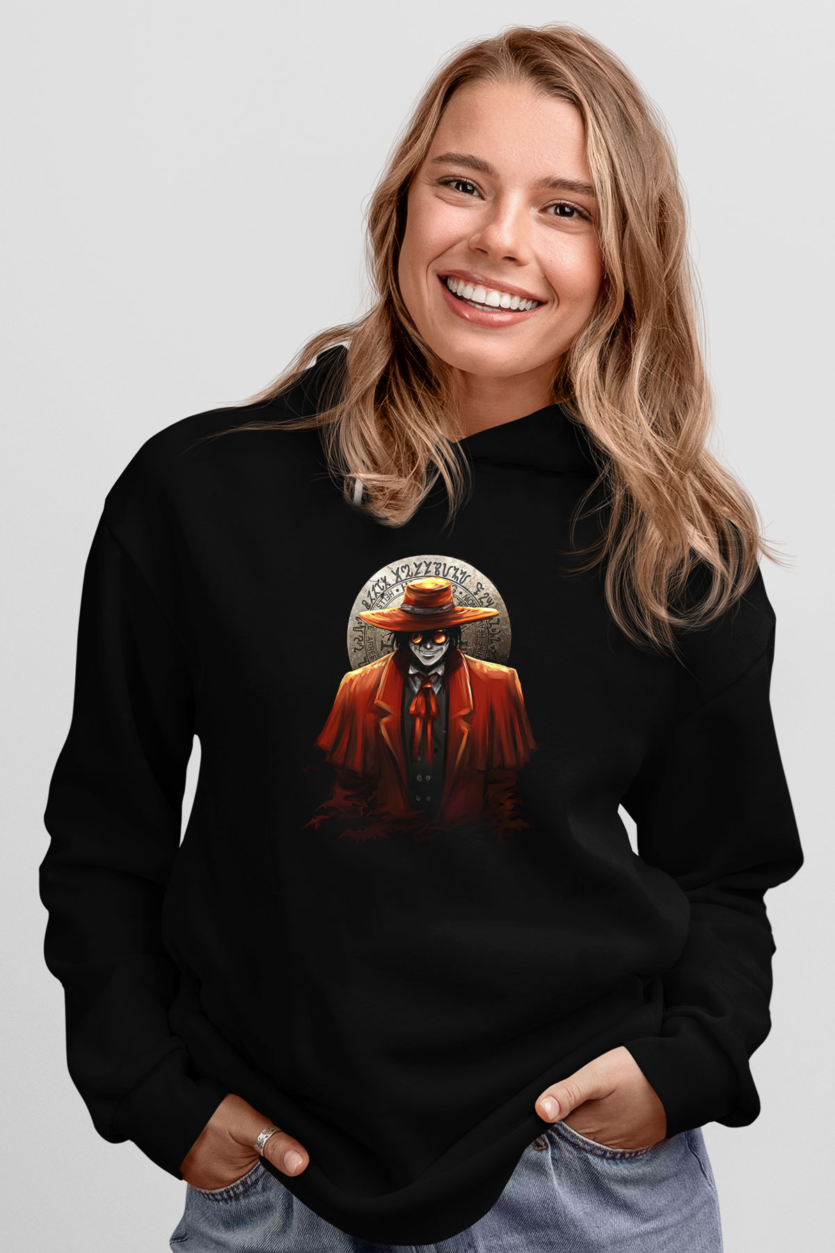 Alucard Baskılı Unisex Siyah Hoodie