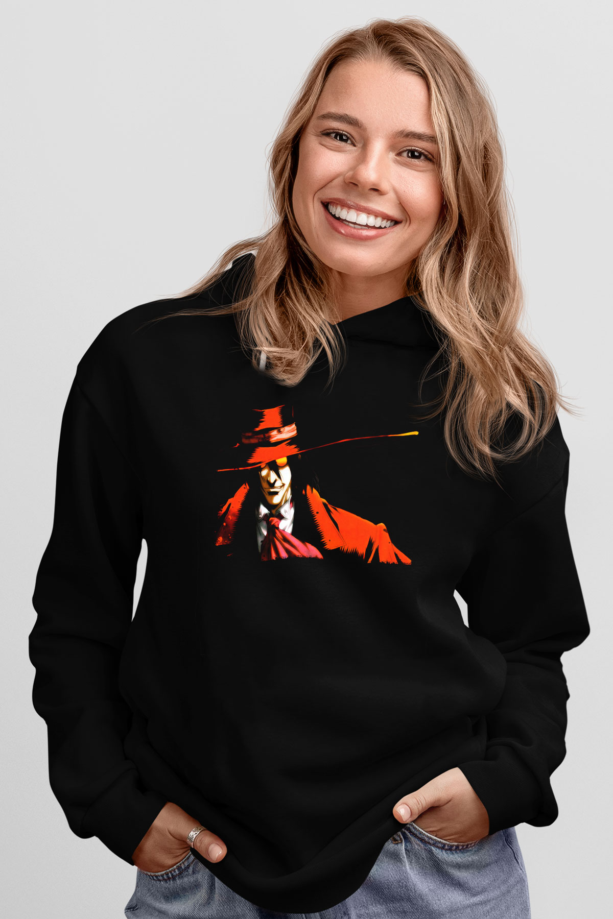 Alucard Baskılı Unisex Siyah Hoodie