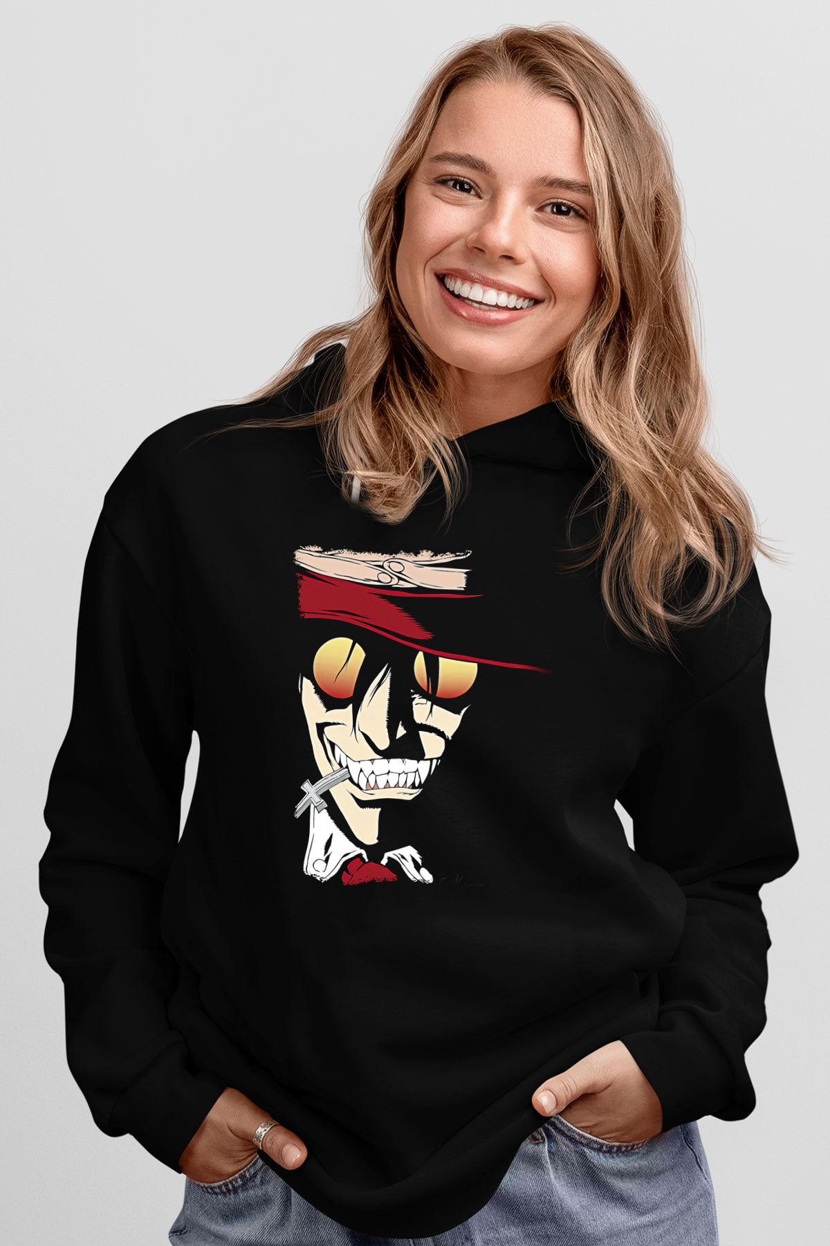 Alucard Baskılı Unisex Siyah Hoodie