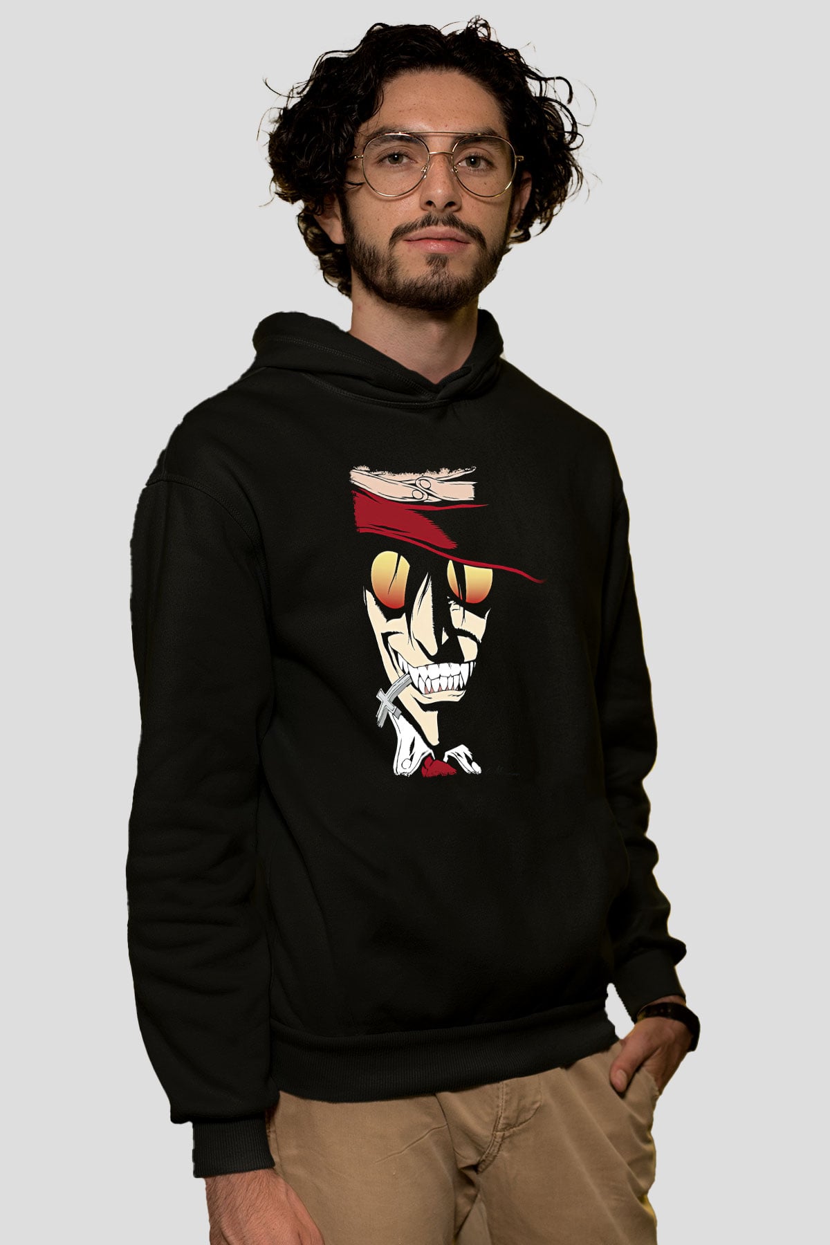 Alucard Baskılı Unisex Siyah Hoodie