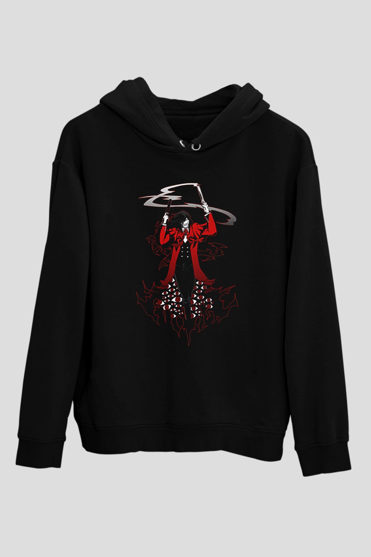 Alucard Baskılı Unisex Siyah Hoodie