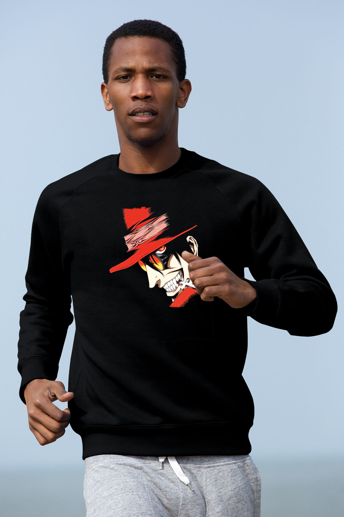 Alucard Baskılı Unisex Siyah Sweatshirt