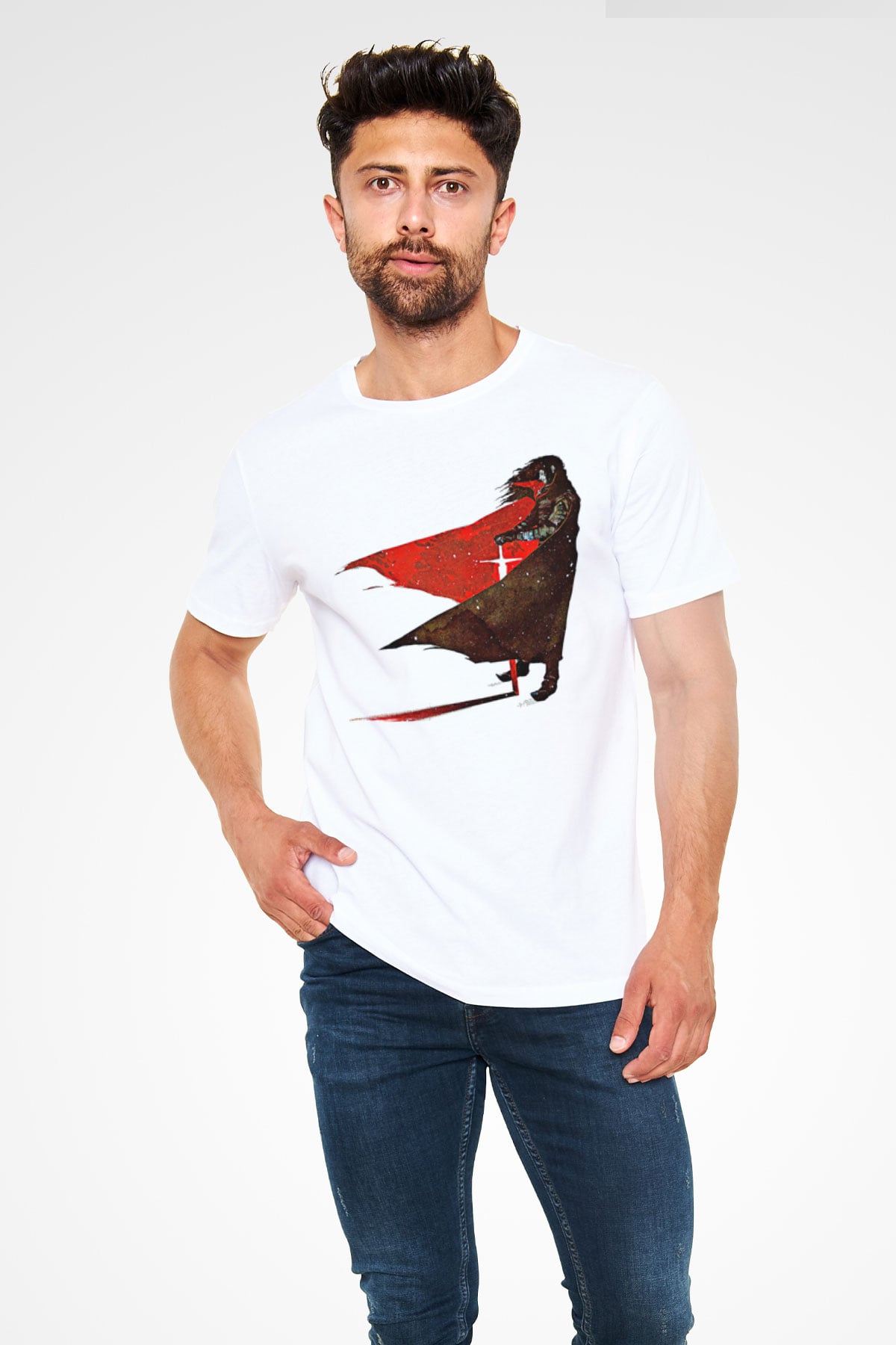 Alucard Unisex Baskılı Beyaz Tişört - Tshirt