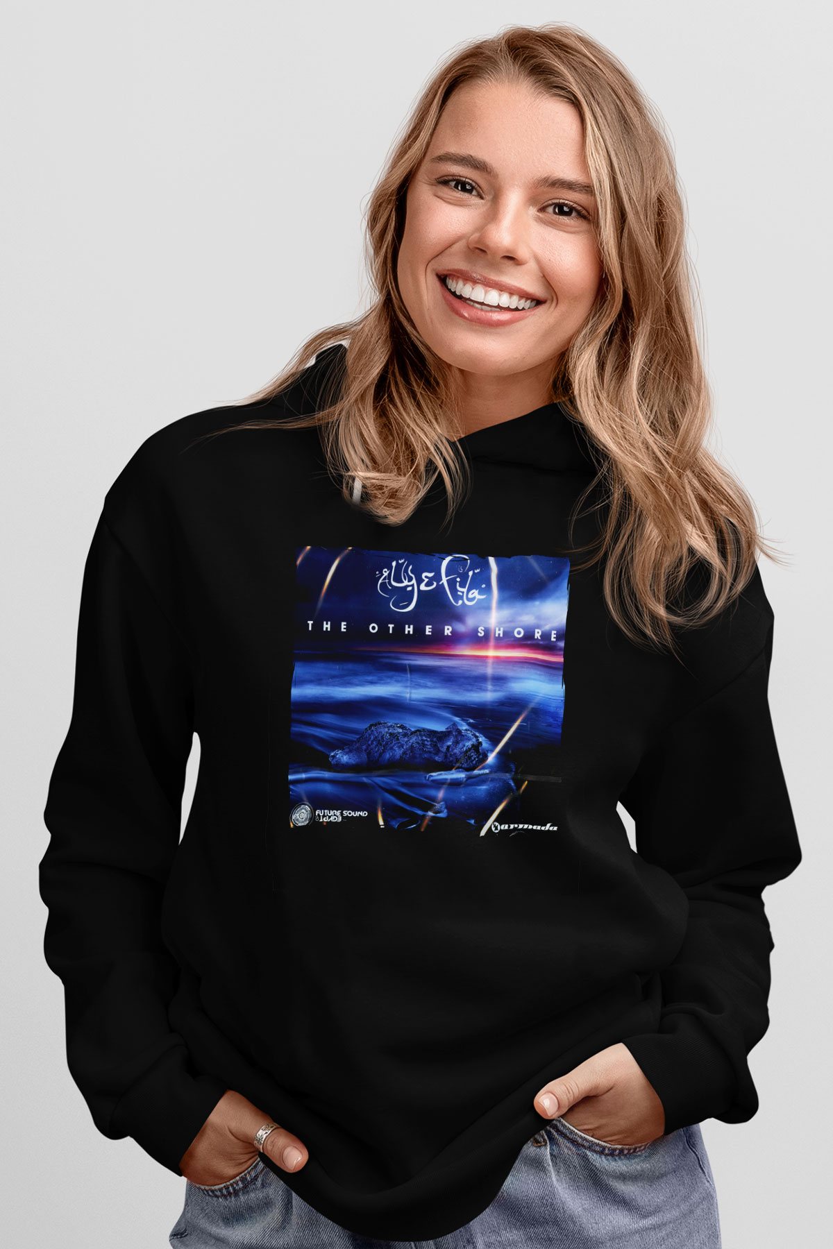 Aly & Fila Siyah Unisex Kapüşonlu Sweatshirt