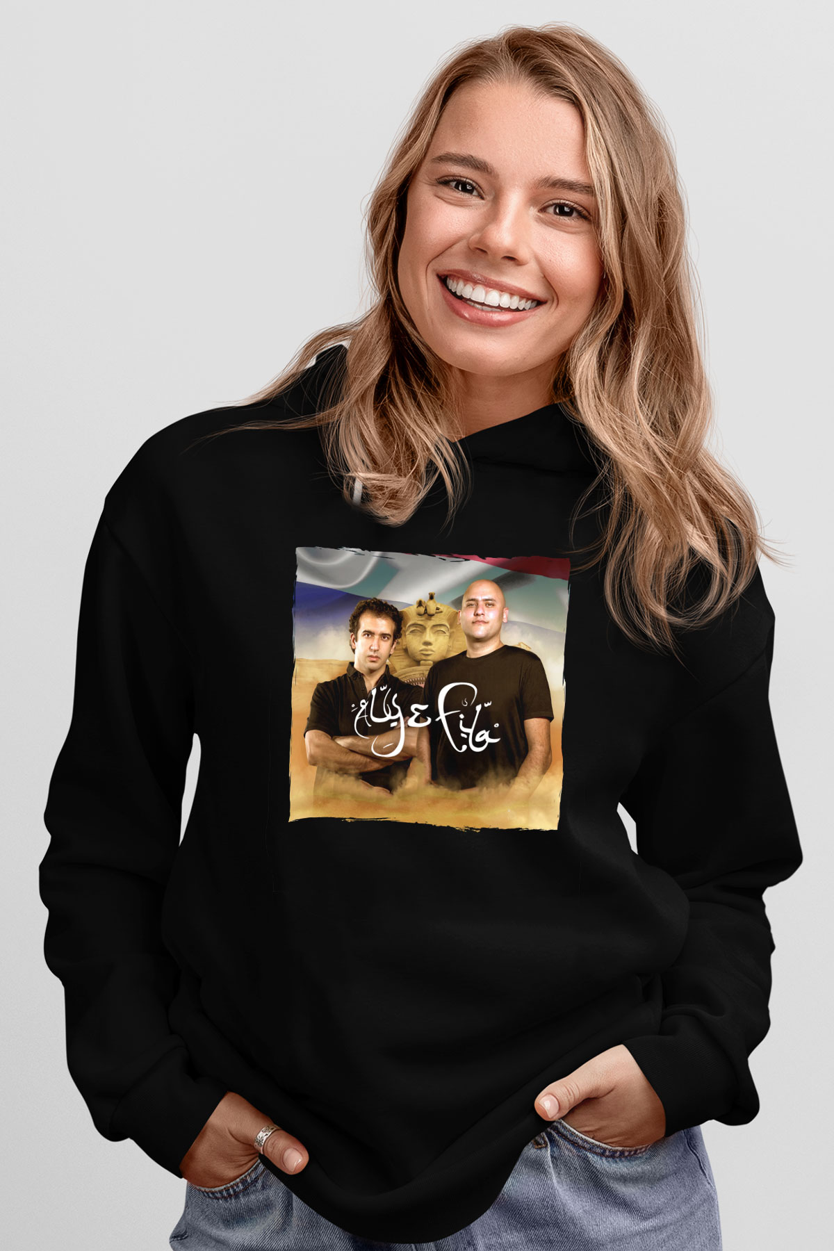Aly & Fila Siyah Unisex Kapüşonlu Sweatshirt