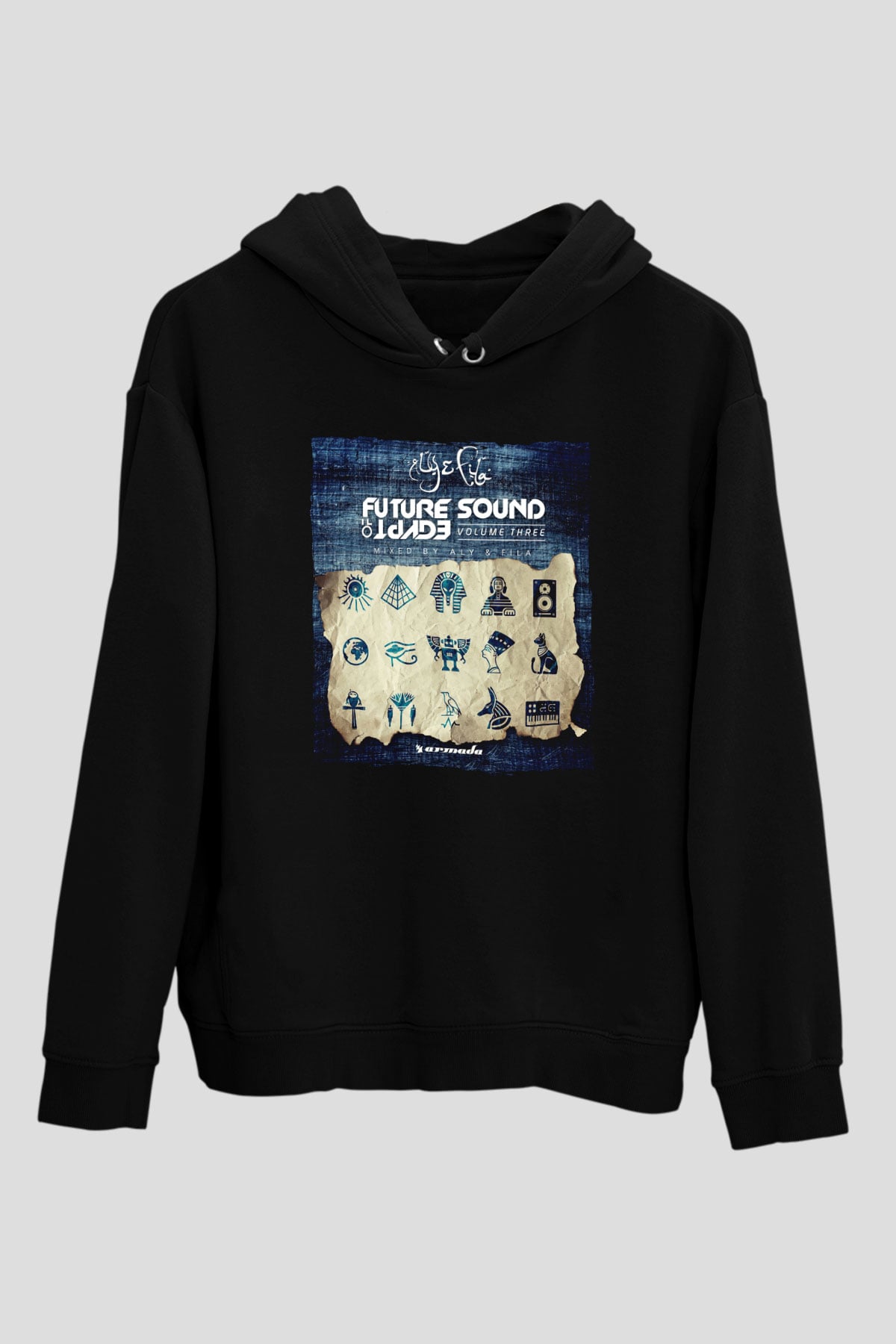 Aly & Fila Siyah Unisex Kapüşonlu Sweatshirt