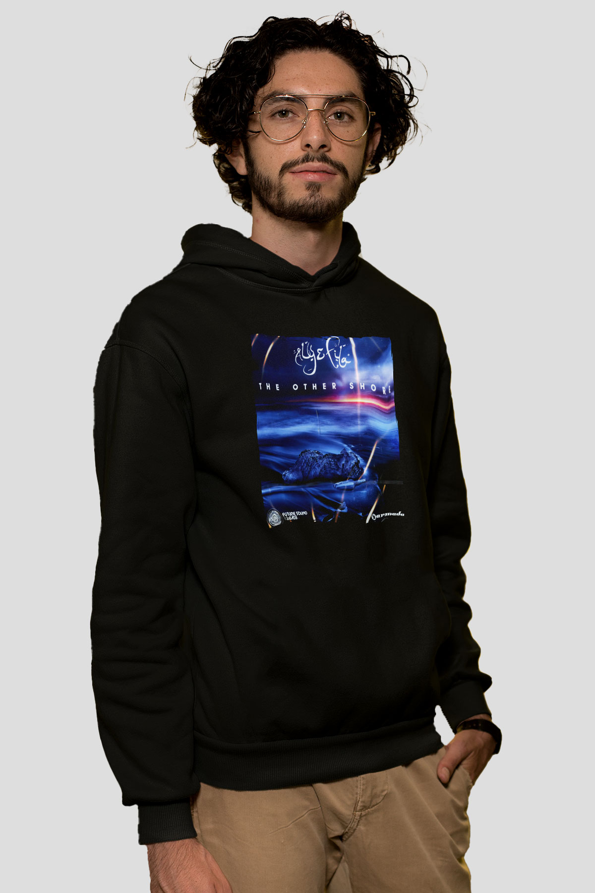 Aly & Fila Siyah Unisex Kapüşonlu Sweatshirt