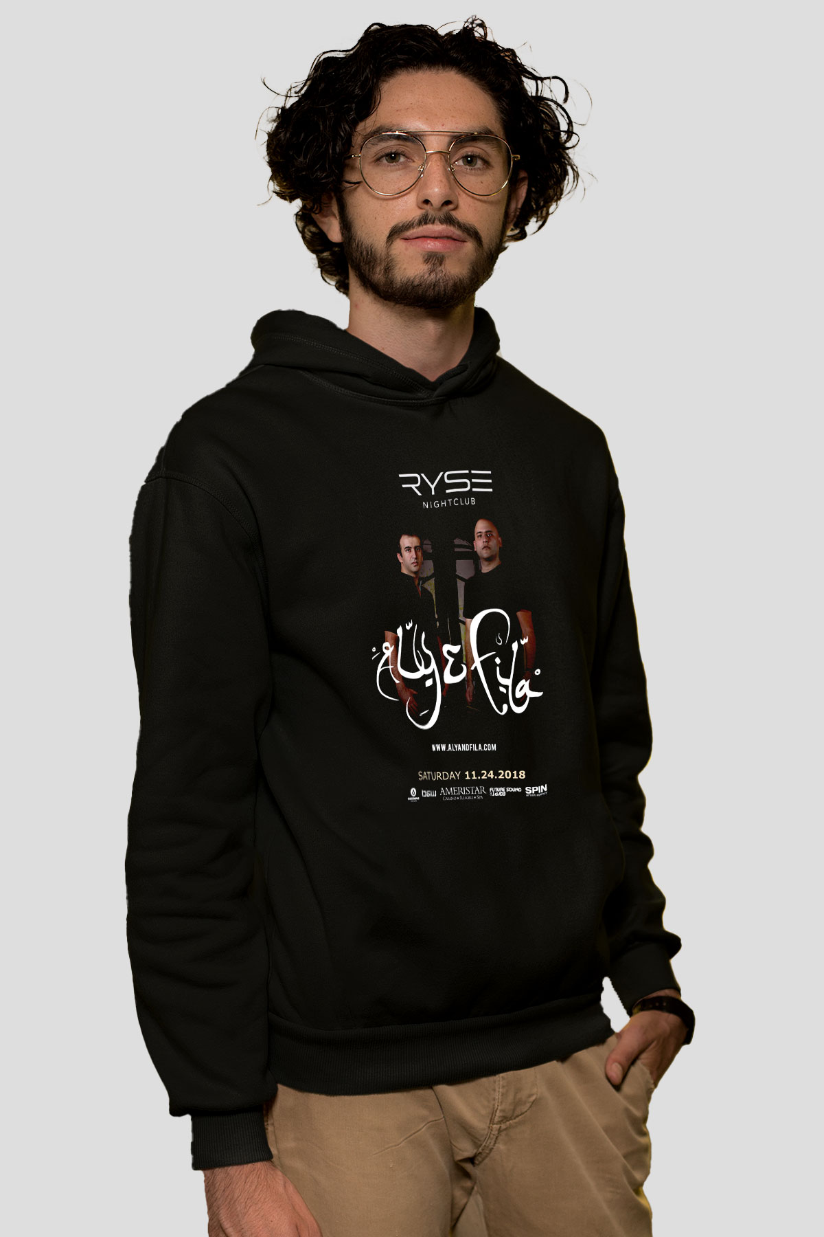 Aly & Fila Siyah Unisex Kapüşonlu Sweatshirt