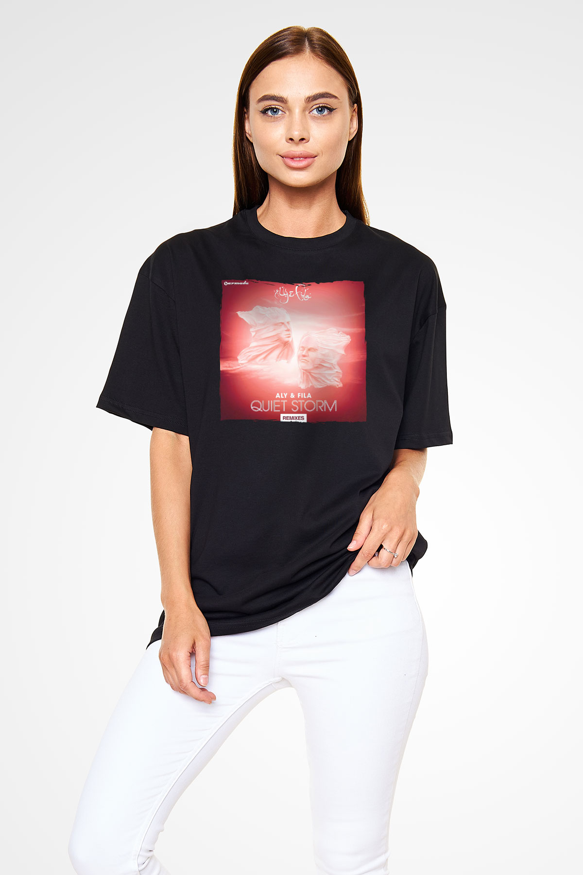Aly & Fila Siyah Oversize Tişört Oversize T-shirt - TişörtFabrikası