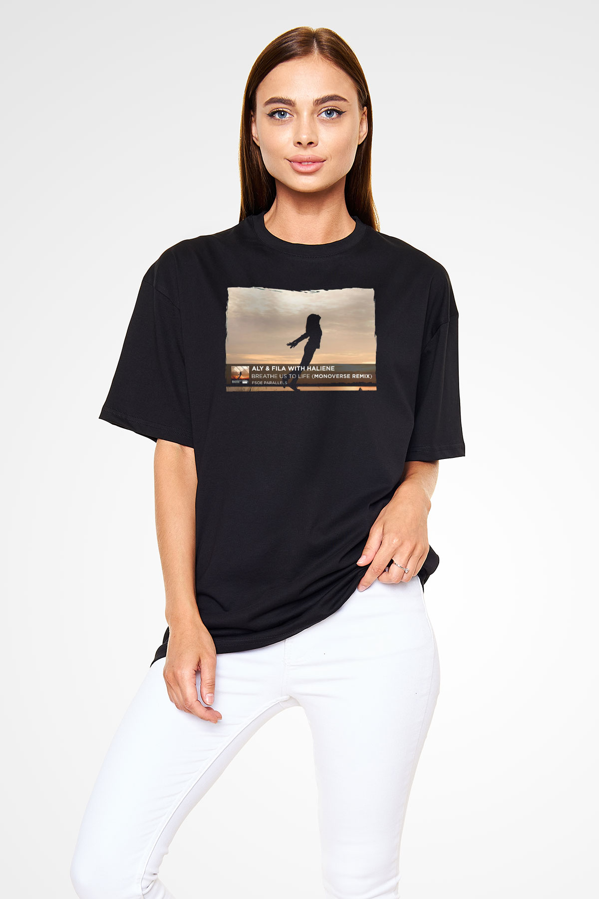 Aly & Fila Siyah Oversize Tişört Oversize T-shirt - TişörtFabrikası