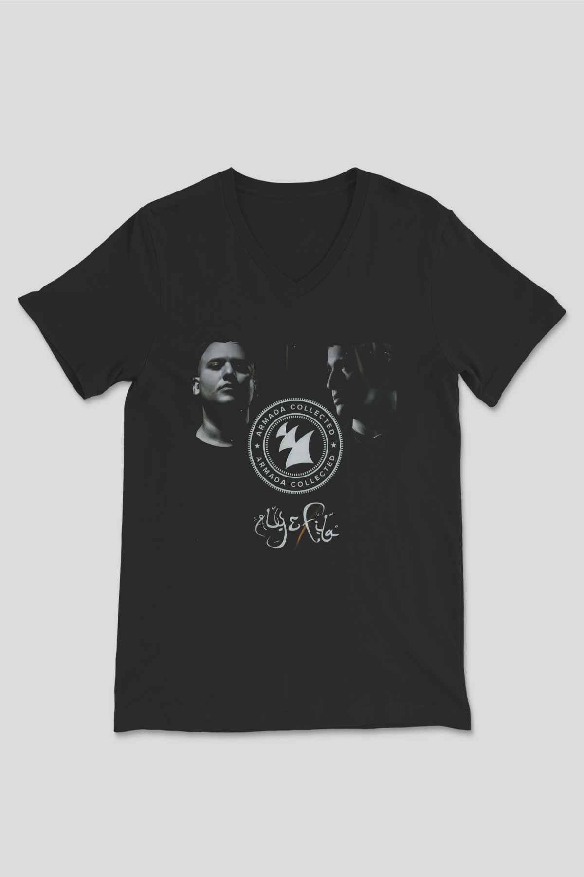 Aly & Fila Siyah Unisex V Yaka Tişört