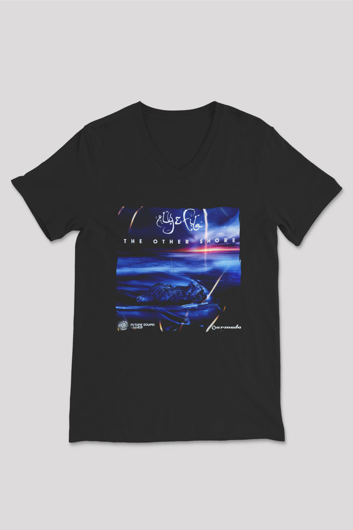 Aly & Fila Siyah Unisex V Yaka Tişört