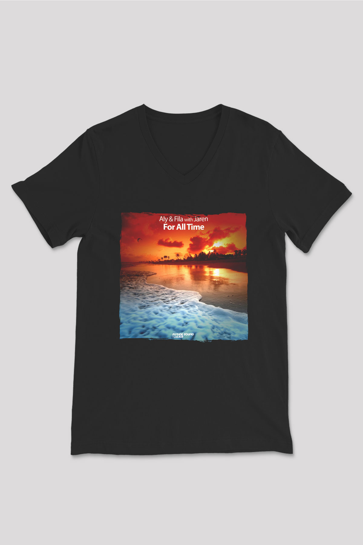 Aly & Fila Siyah Unisex V Yaka Tişört