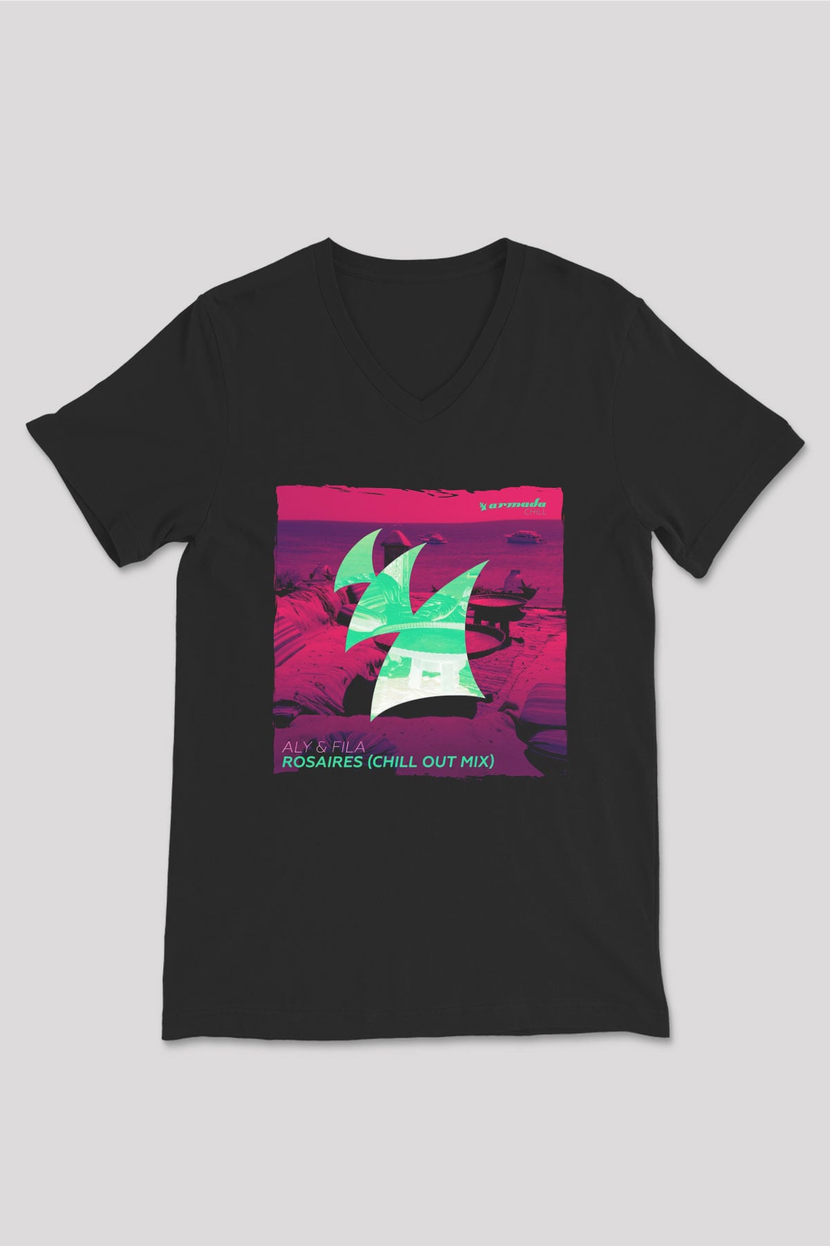 Aly & Fila Siyah Unisex V Yaka Tişört