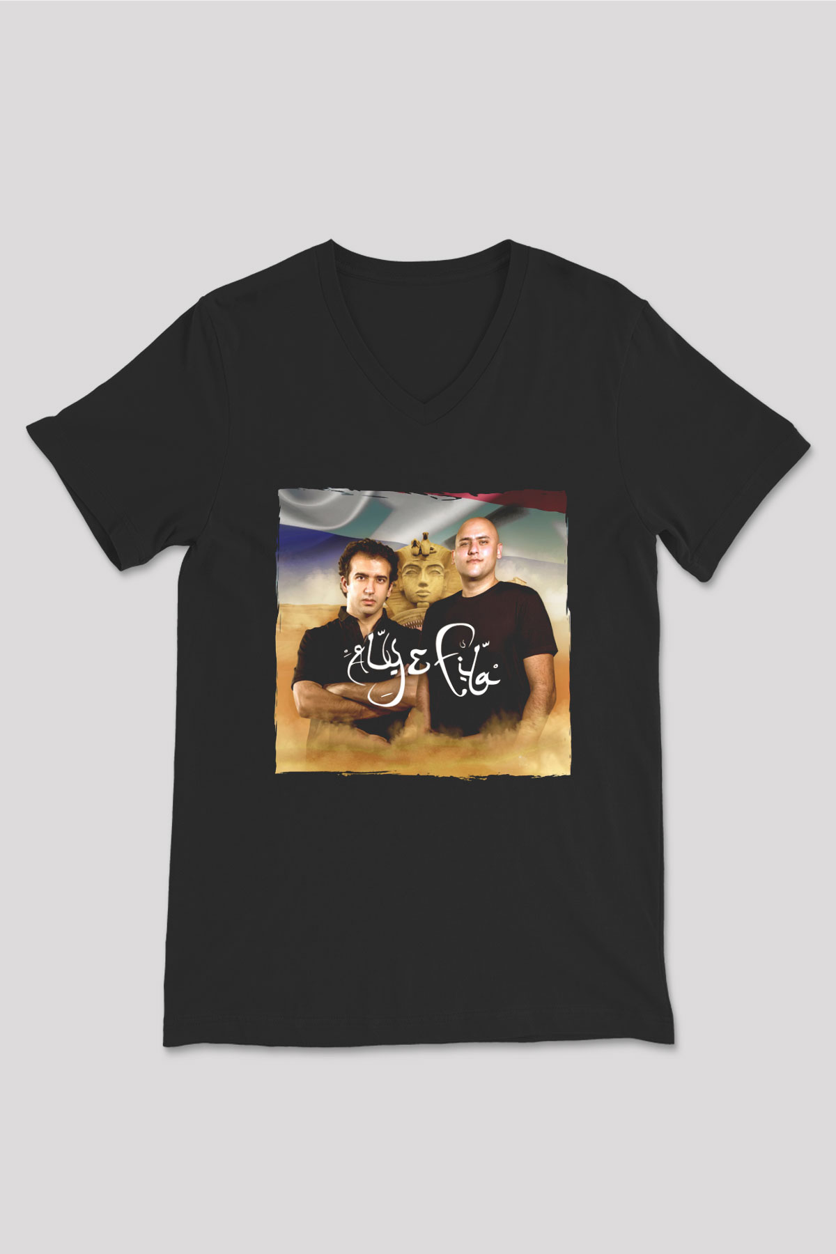 Aly & Fila Siyah Unisex V Yaka Tişört